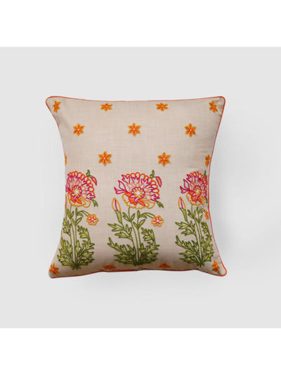 Cushion Cover - Gul Bahar Aari Embroidered Cream