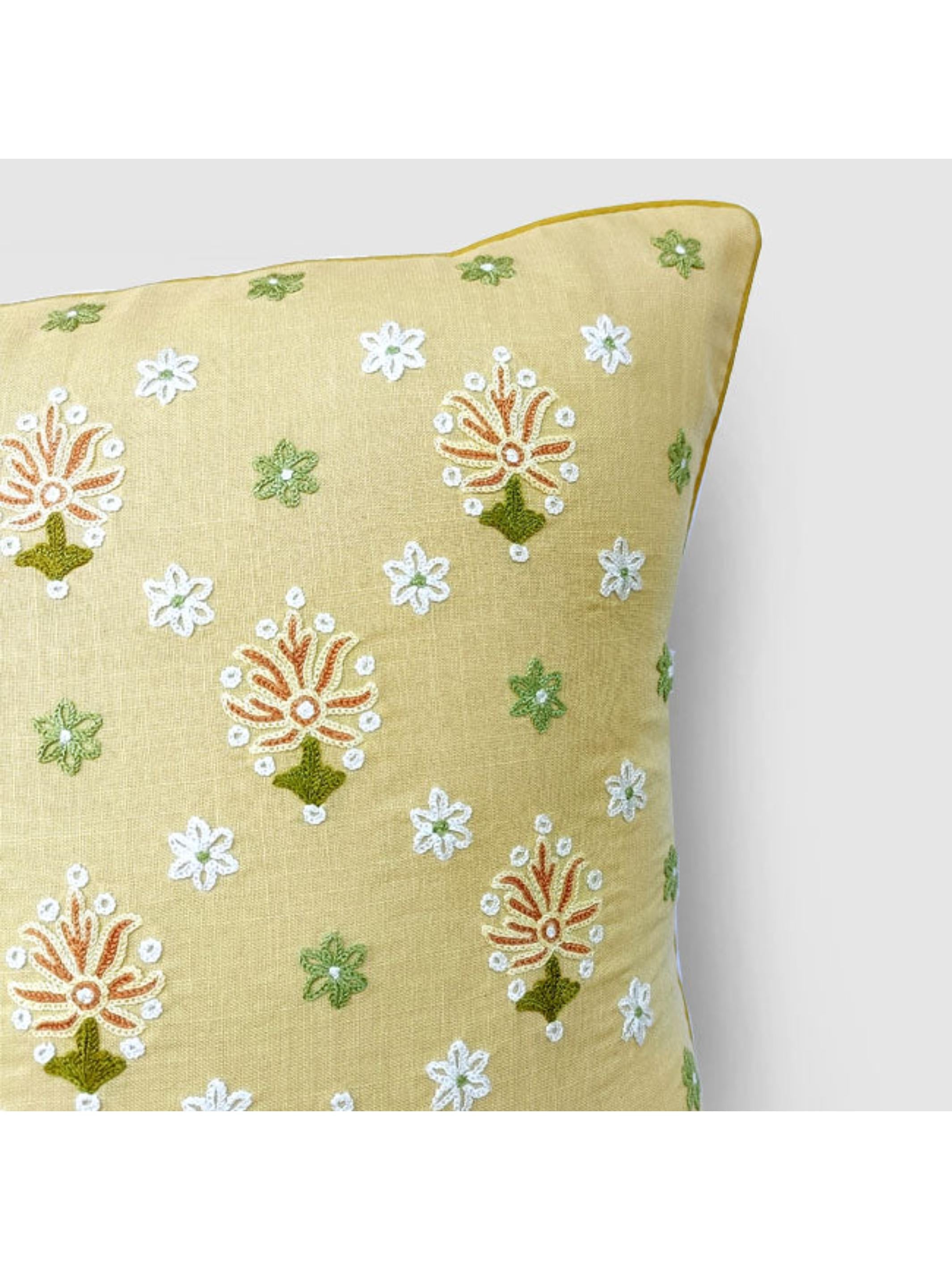 Cushion Cover - Gul Nilofer Aari Embroidered - Beige
