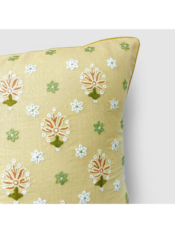 Cushion Cover - Gul Nilofer Aari Embroidered - Beige