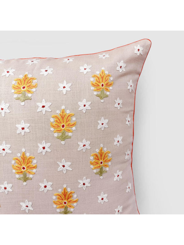 Cushion Cover - Gul Nilofer Aari Embroidered - Cream