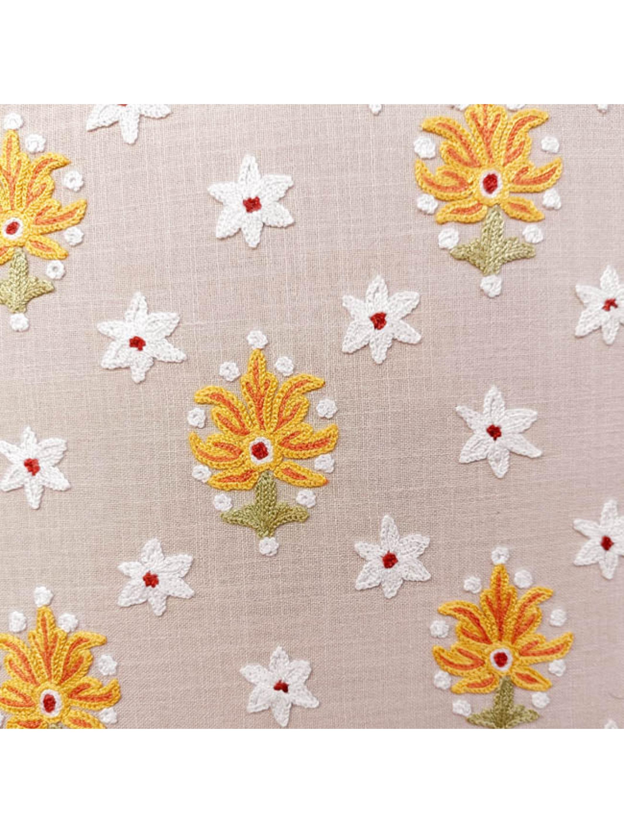 Cushion Cover - Gul Nilofer Aari Embroidered - Cream