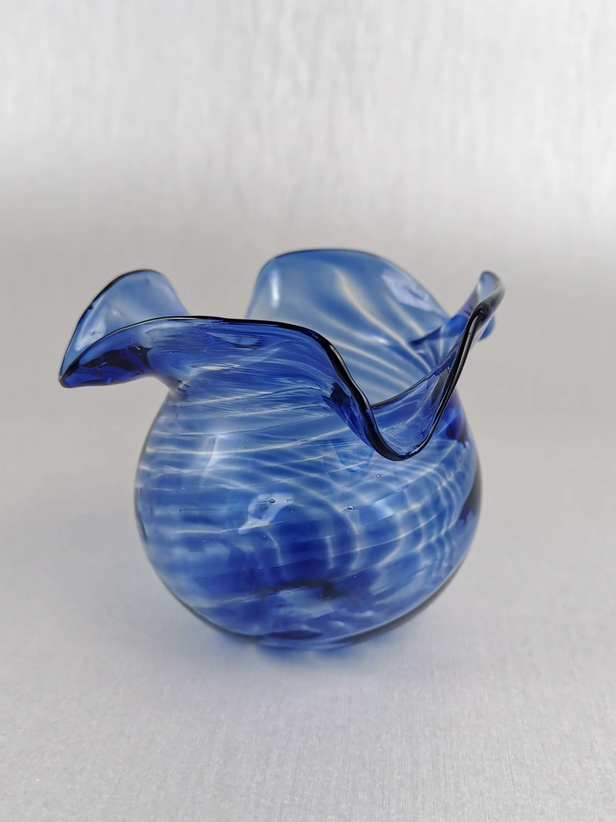Art Glass Bowl /Vase Blue wave