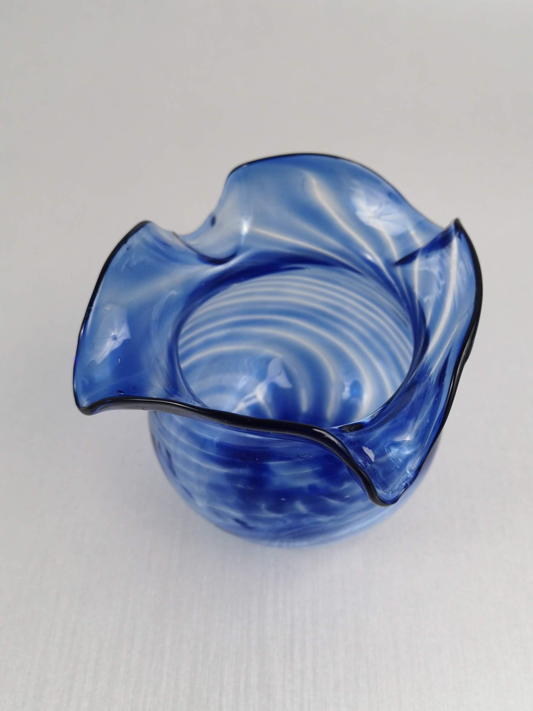 Art Glass Bowl /Vase Blue wave