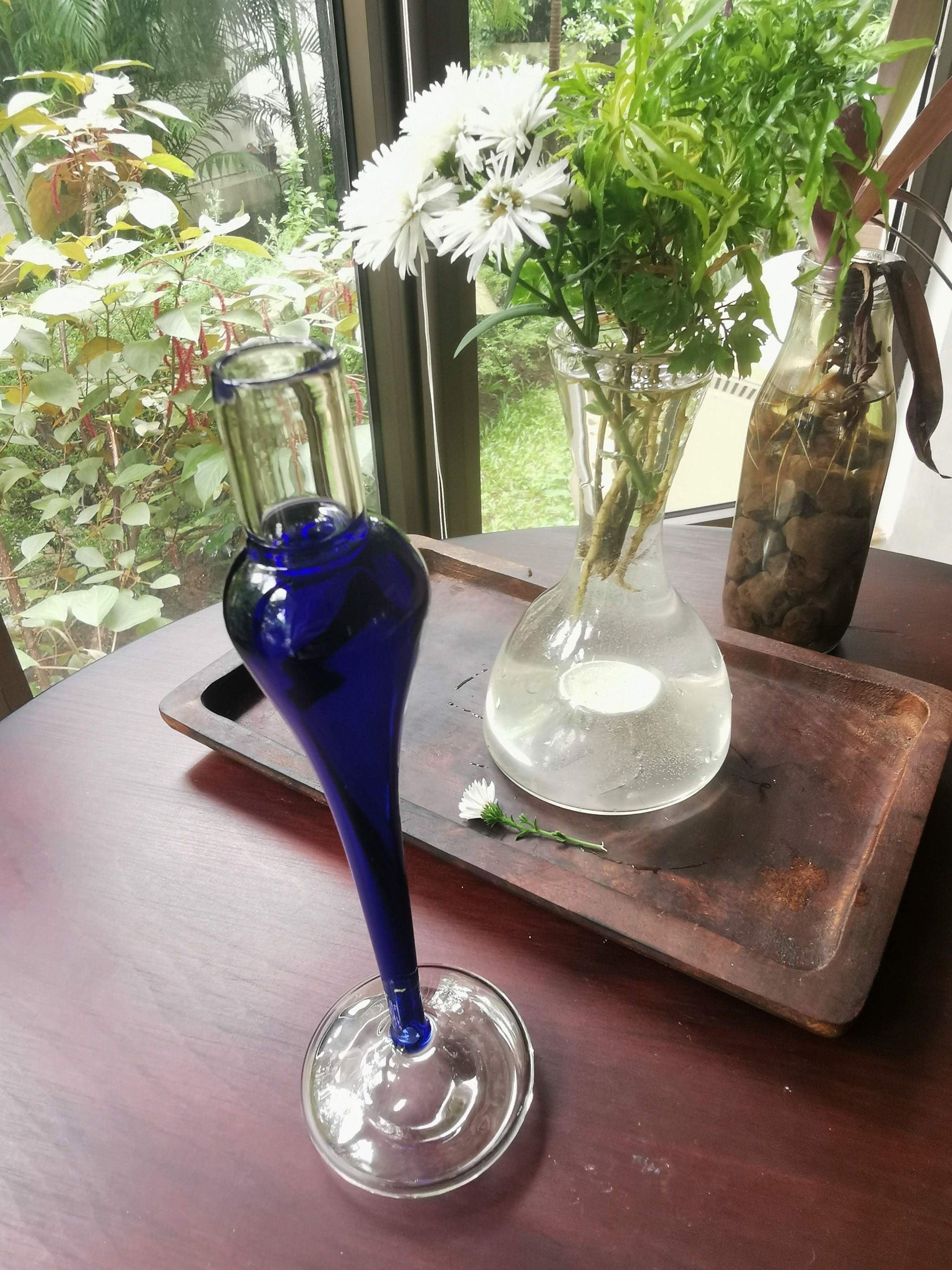 Cobalt Taper Candle holder - Elegant vintage glass