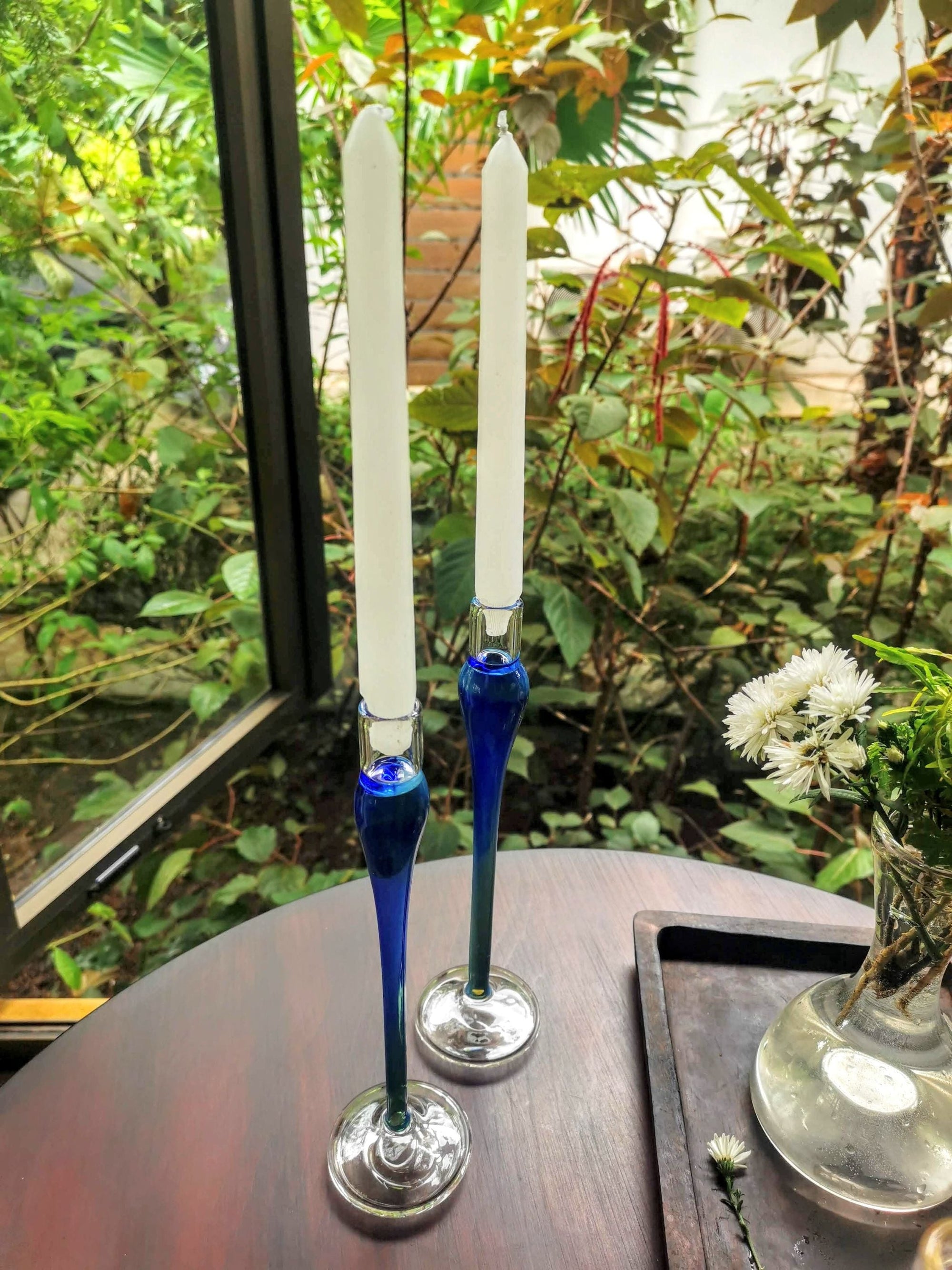 Taper glass candle holder - Elegant vintage