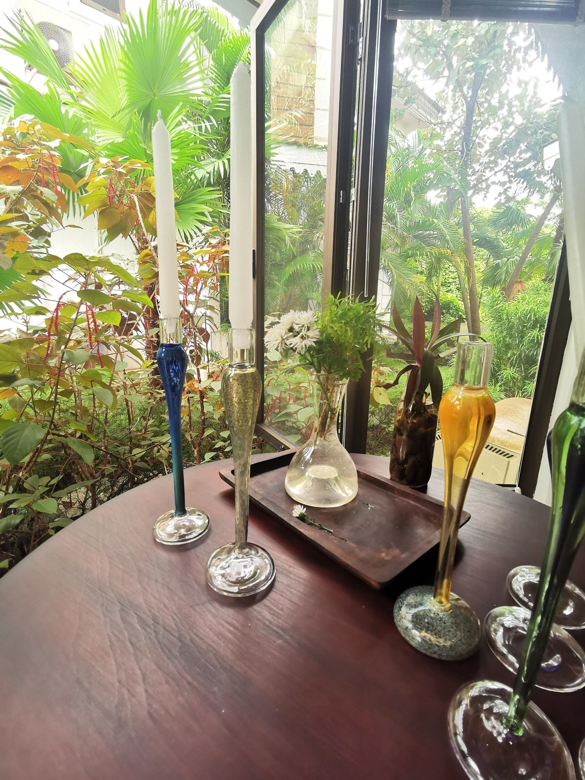 Elegant vintage glass candle holder - Silk