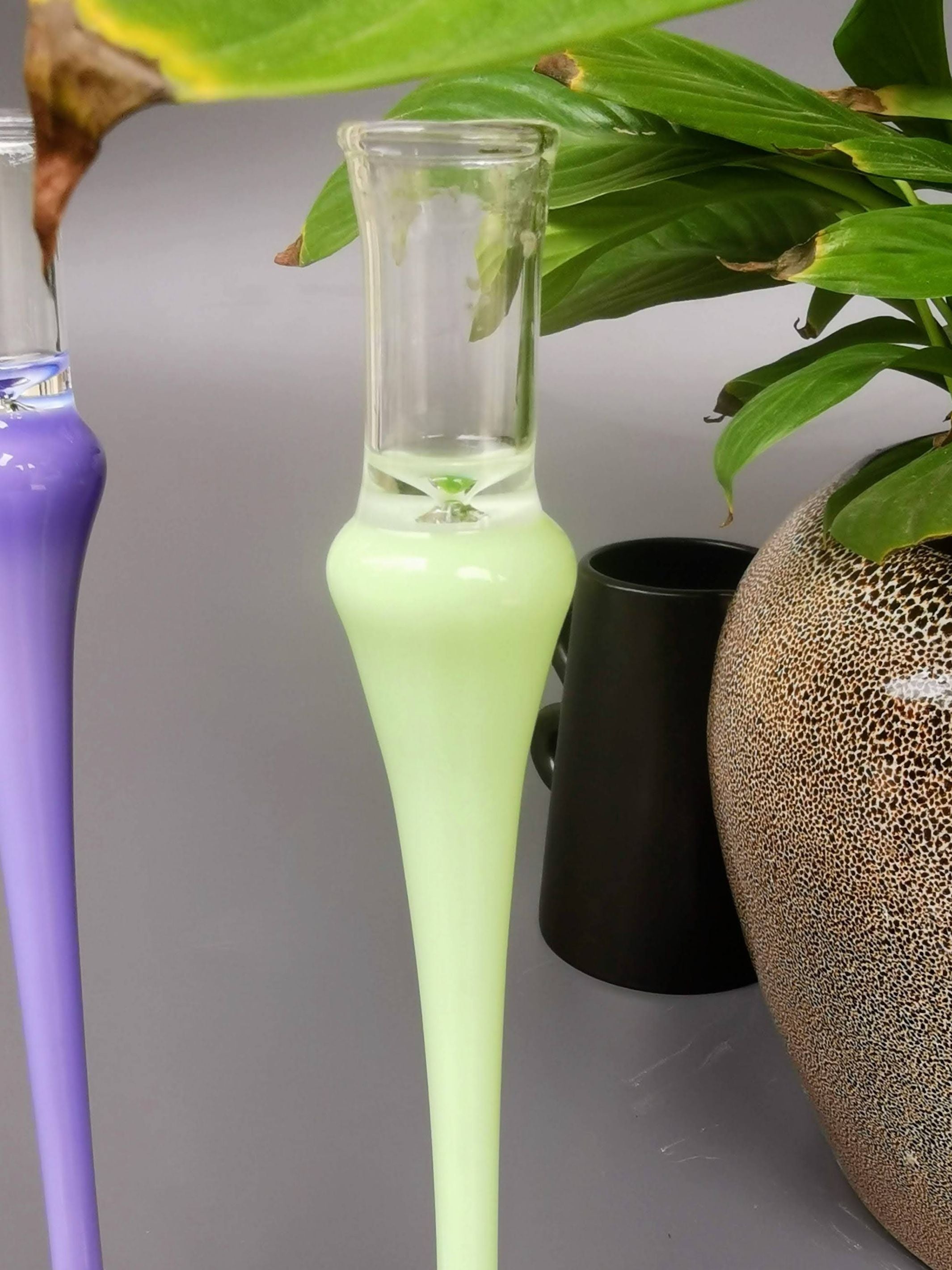 Vintage glass candle holder - Paris Green