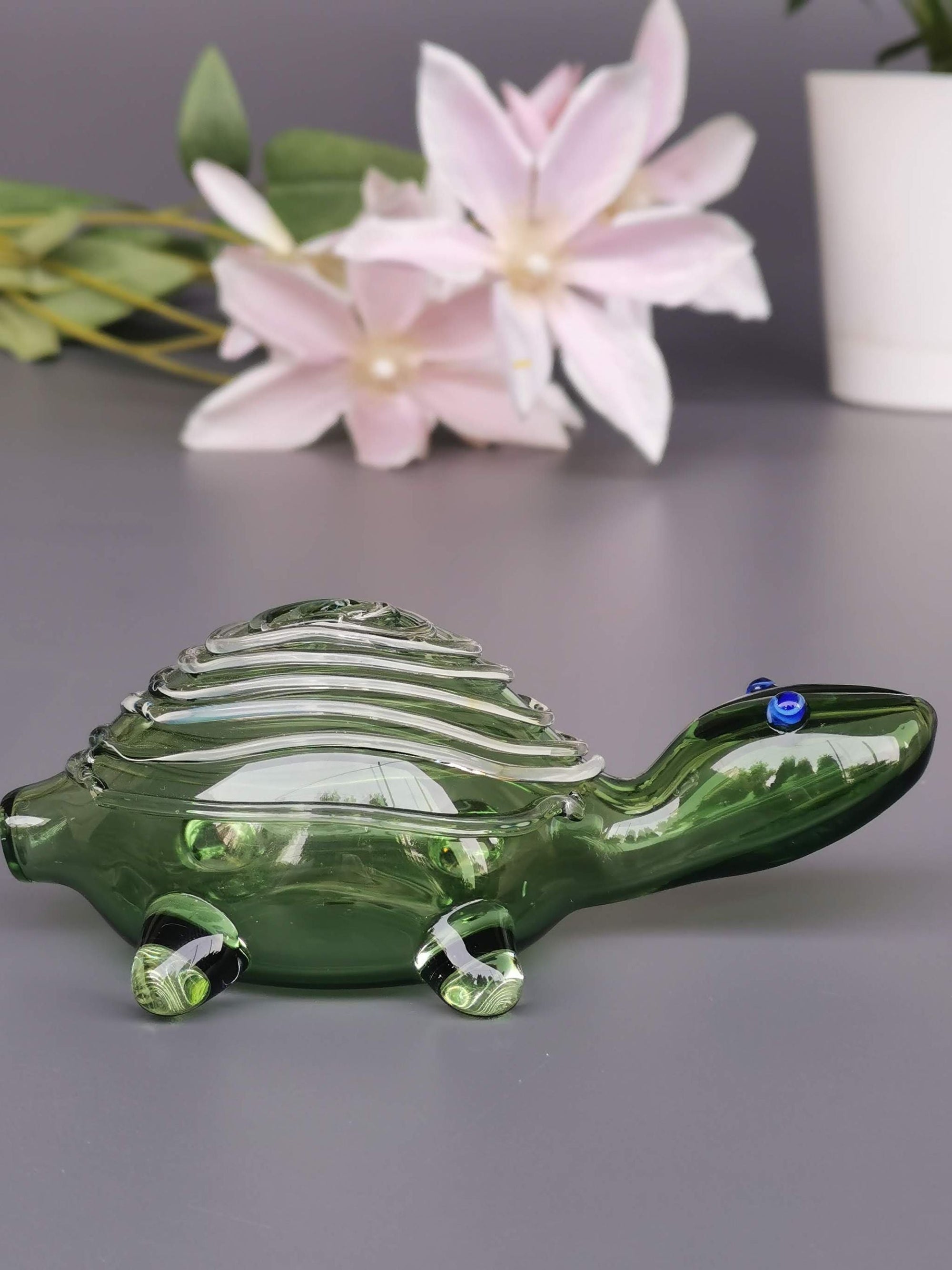 Good Luck Glass Turtles- Jade