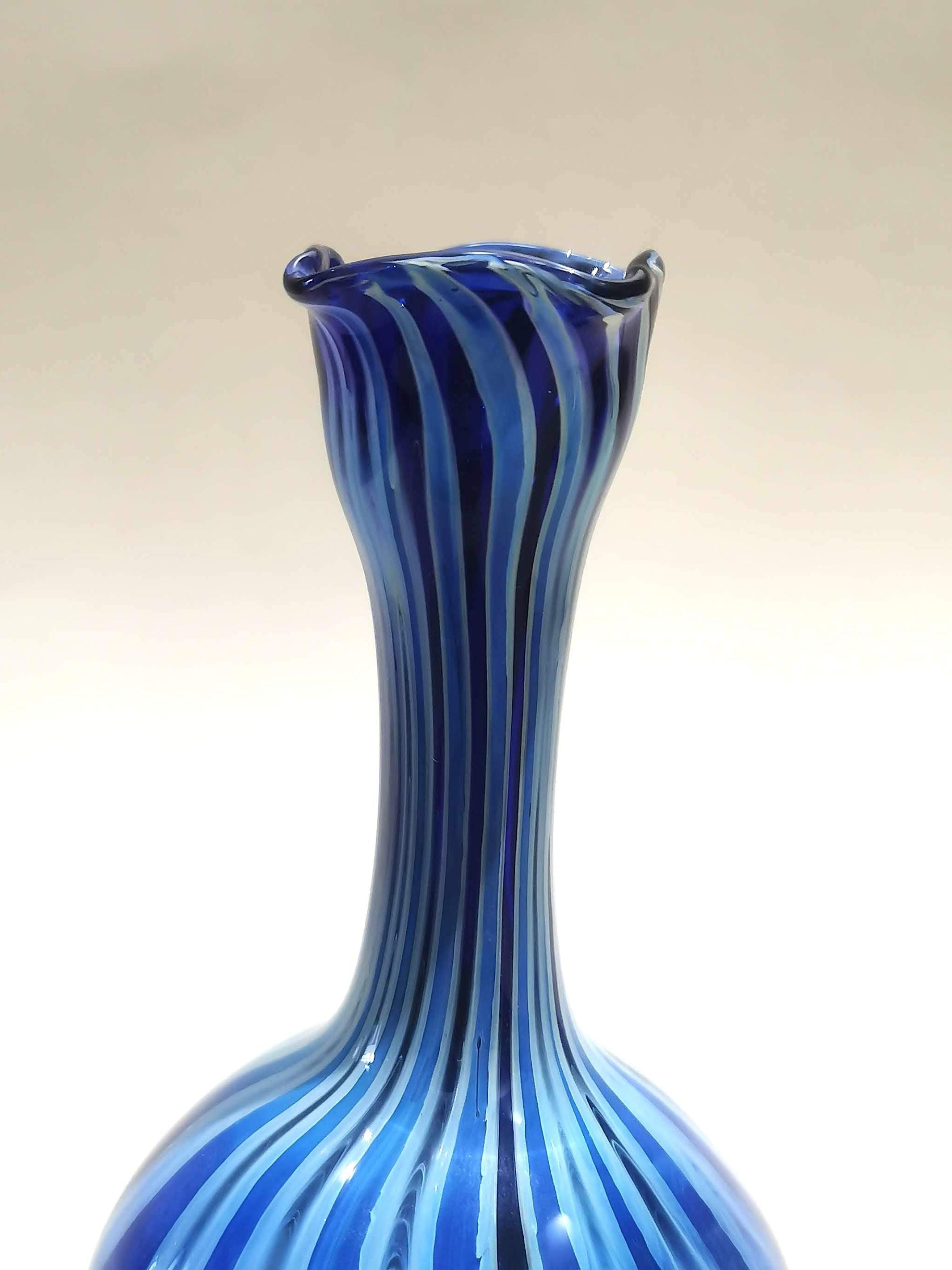 Handblown Vase- Blue Hues - Murano Glass Style