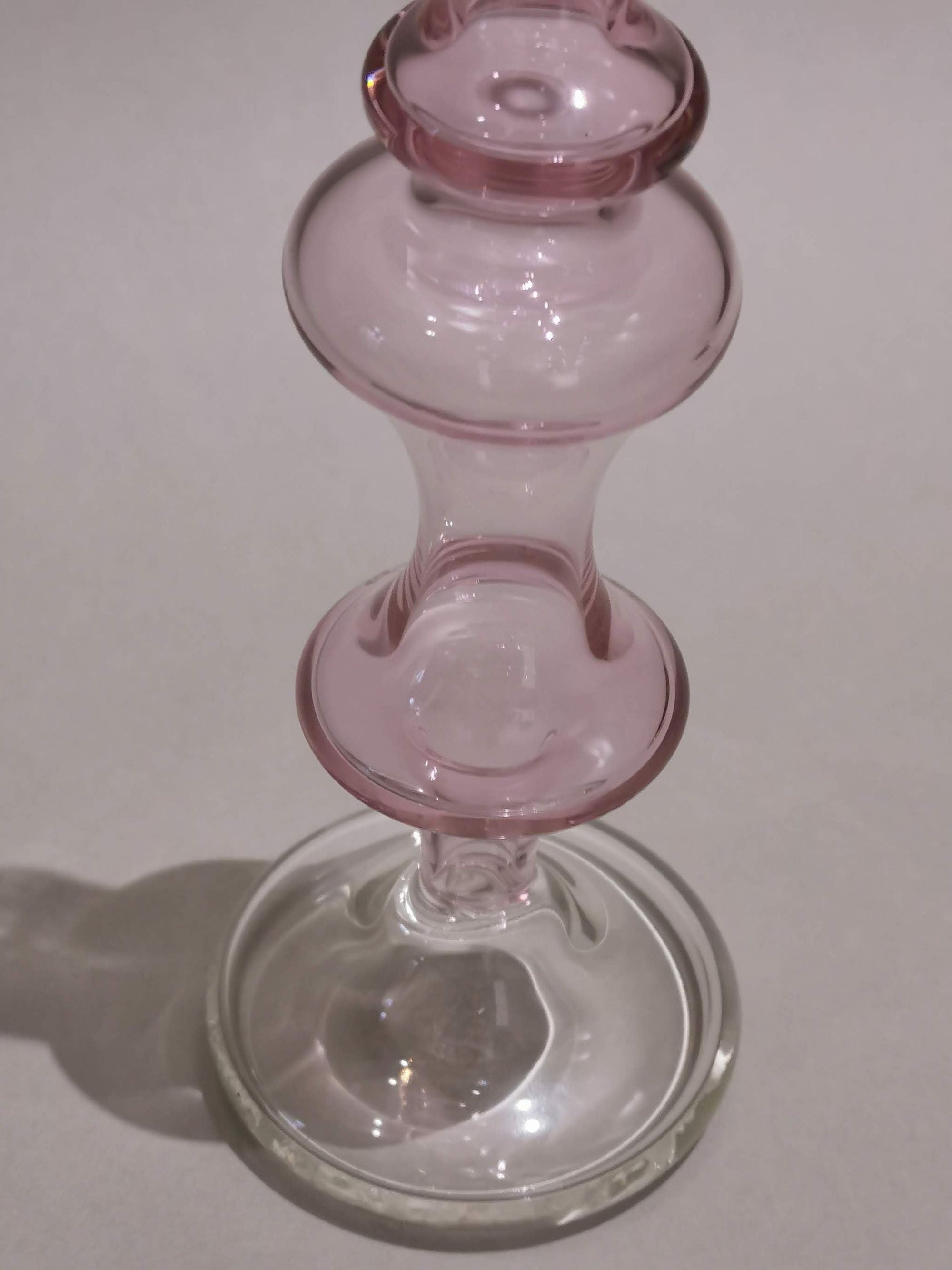 Vintage glass Taper candle holder - Murano Style Pink Blush