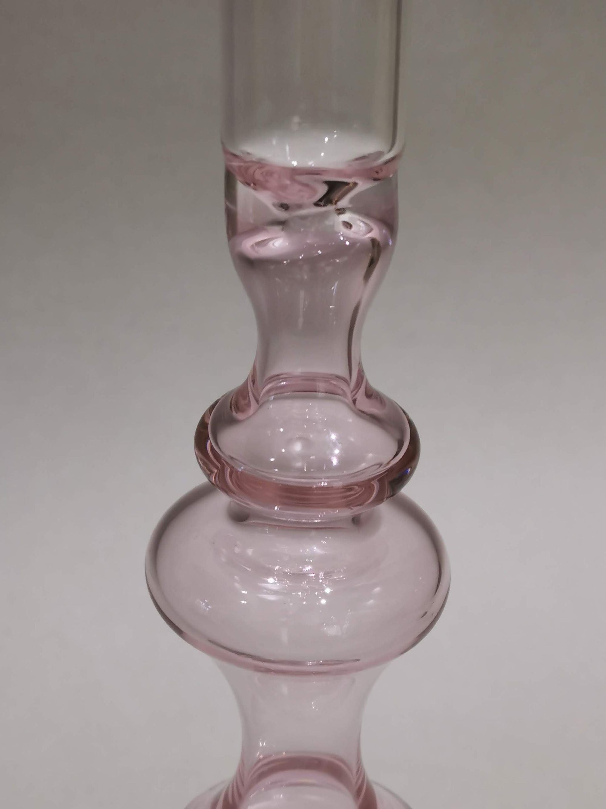 Vintage glass Taper candle holder - Murano Style Pink Blush