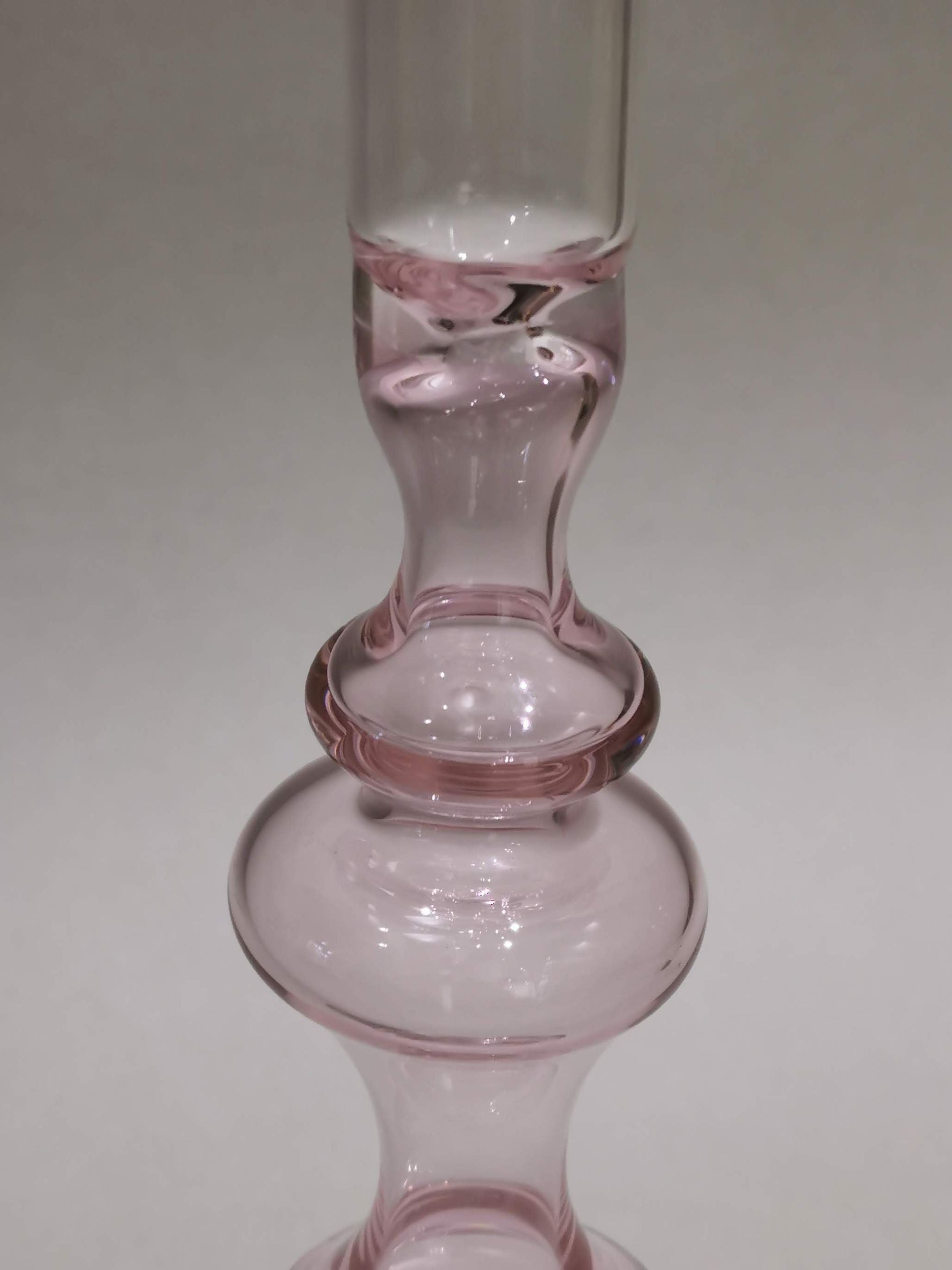 Vintage glass Taper candle holder - Murano Style Pink Blush