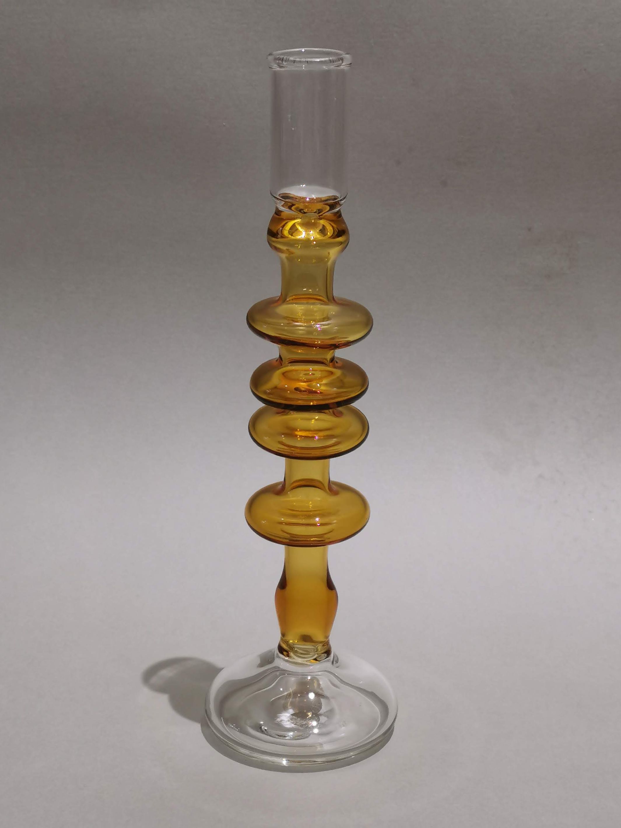 Vintage glass Taper candle holder - Murano Style Amber Dream