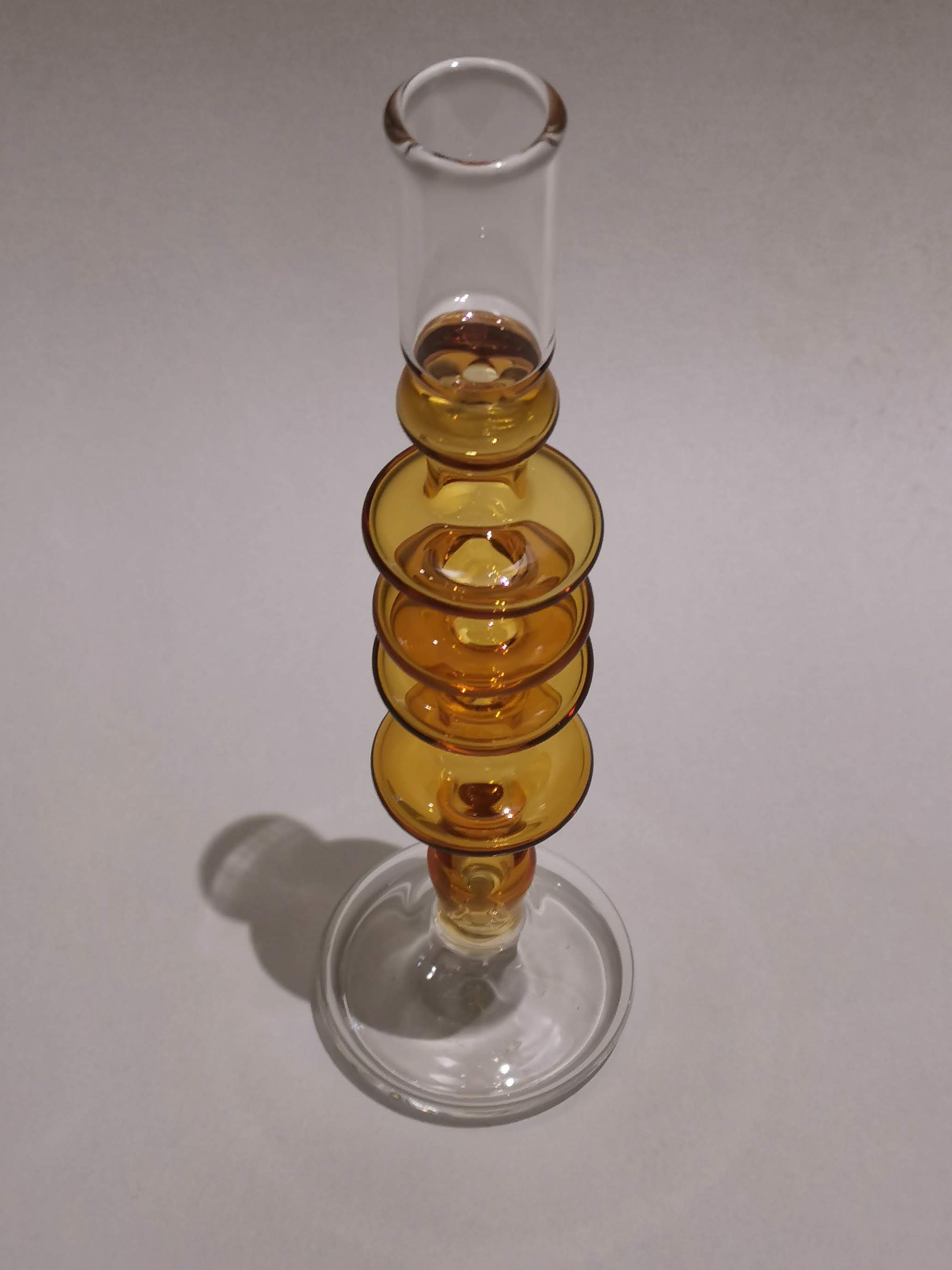Vintage glass Taper candle holder - Murano Style Amber Dream