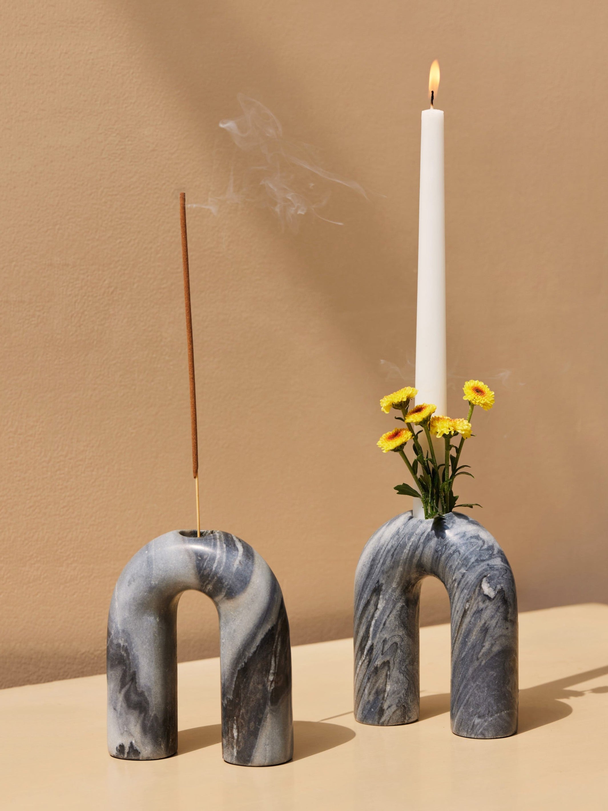 Grey Taper Candle Holder