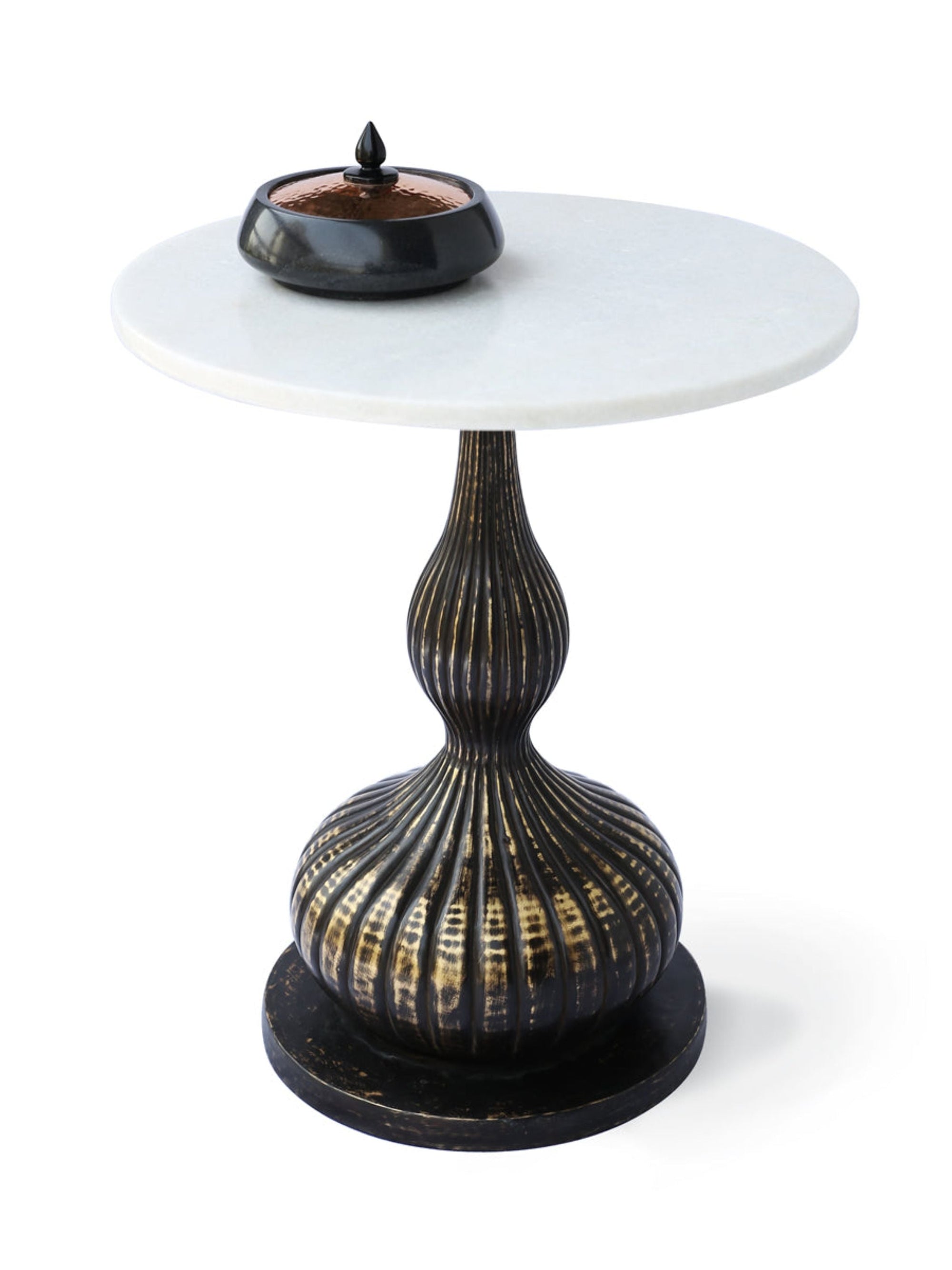 Marble Top Peg Table - Antique Brass