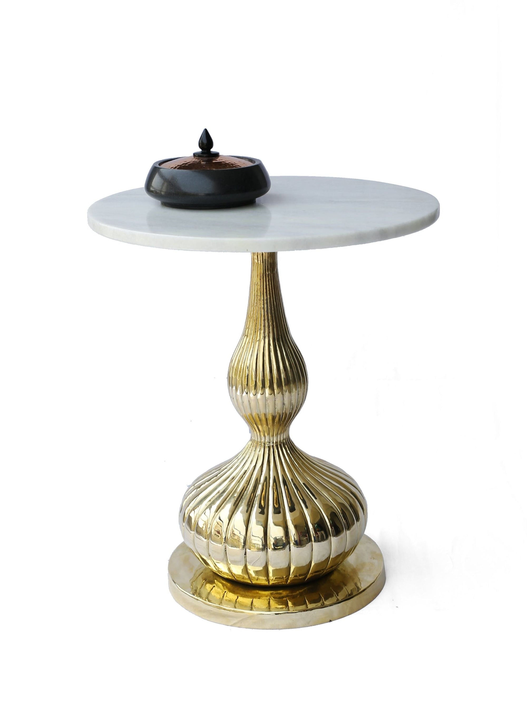 Marble Top Peg Table - Brass
