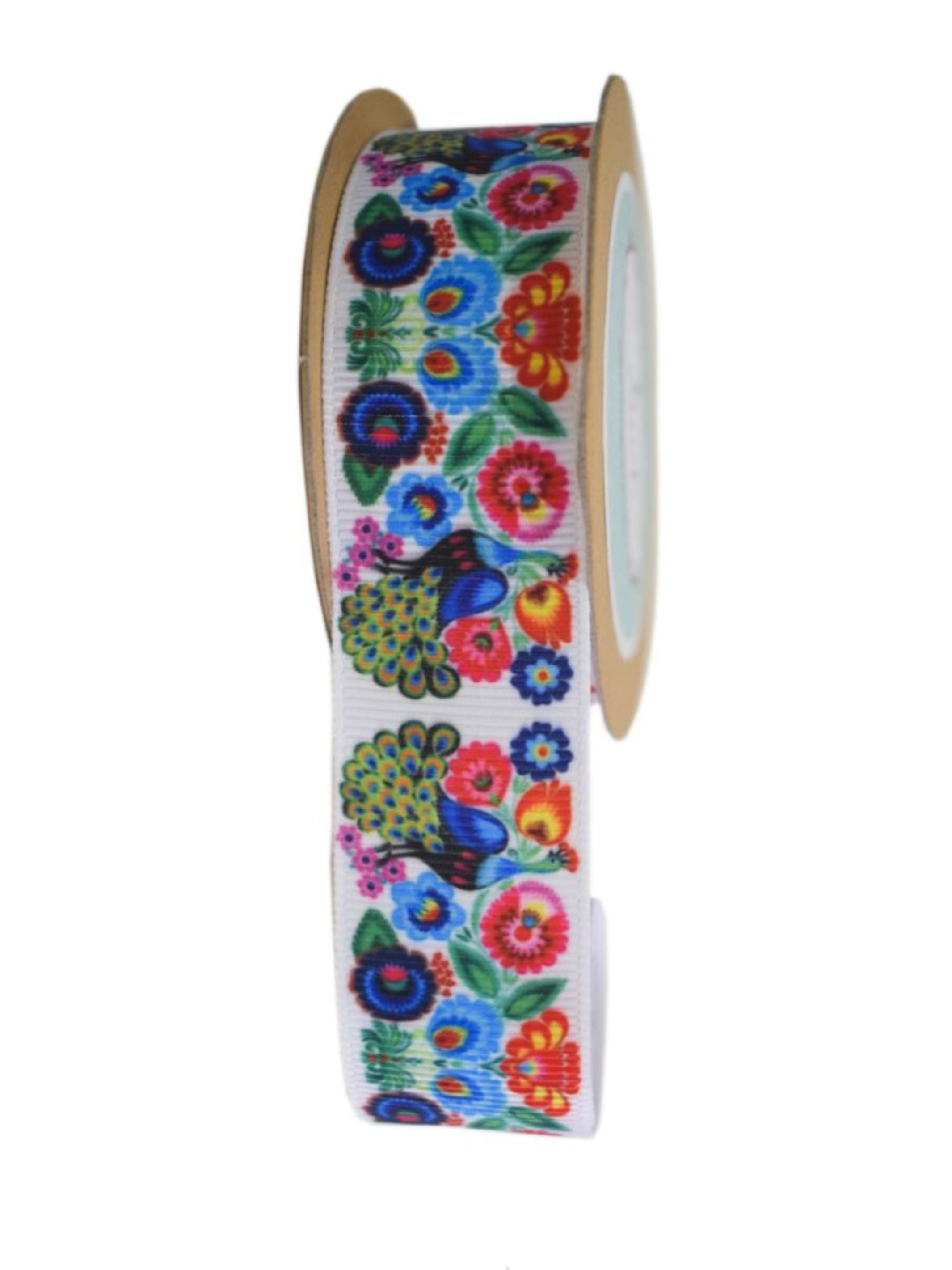 Peacock & Flowers Ribbon