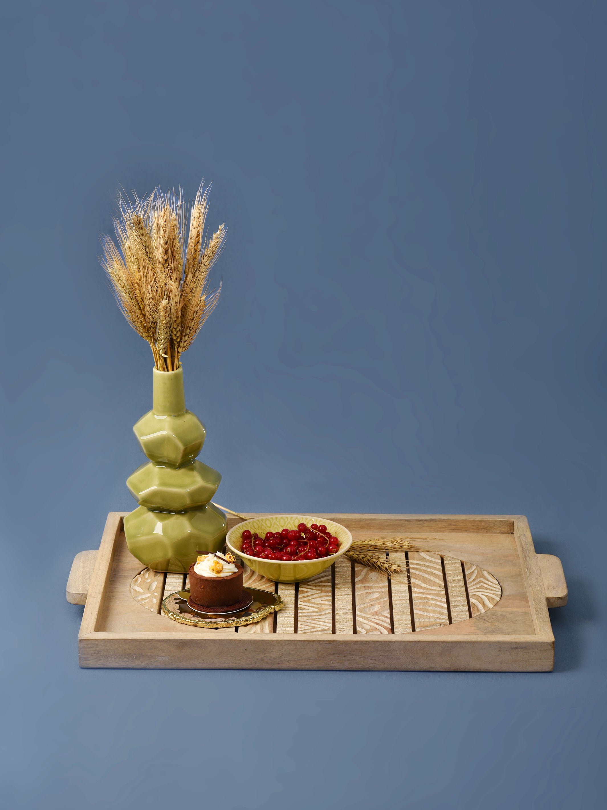 Hand Carved Wooden Slat Tray