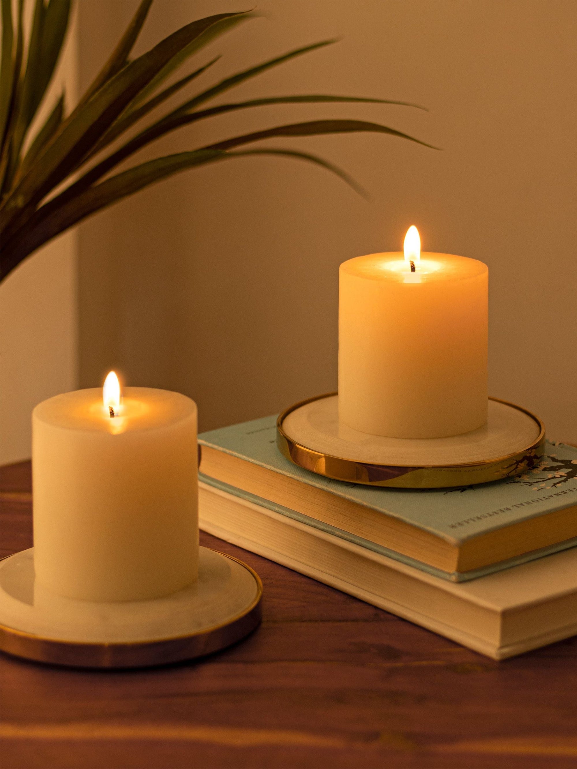 Marble Yang Pillar Candle Plates