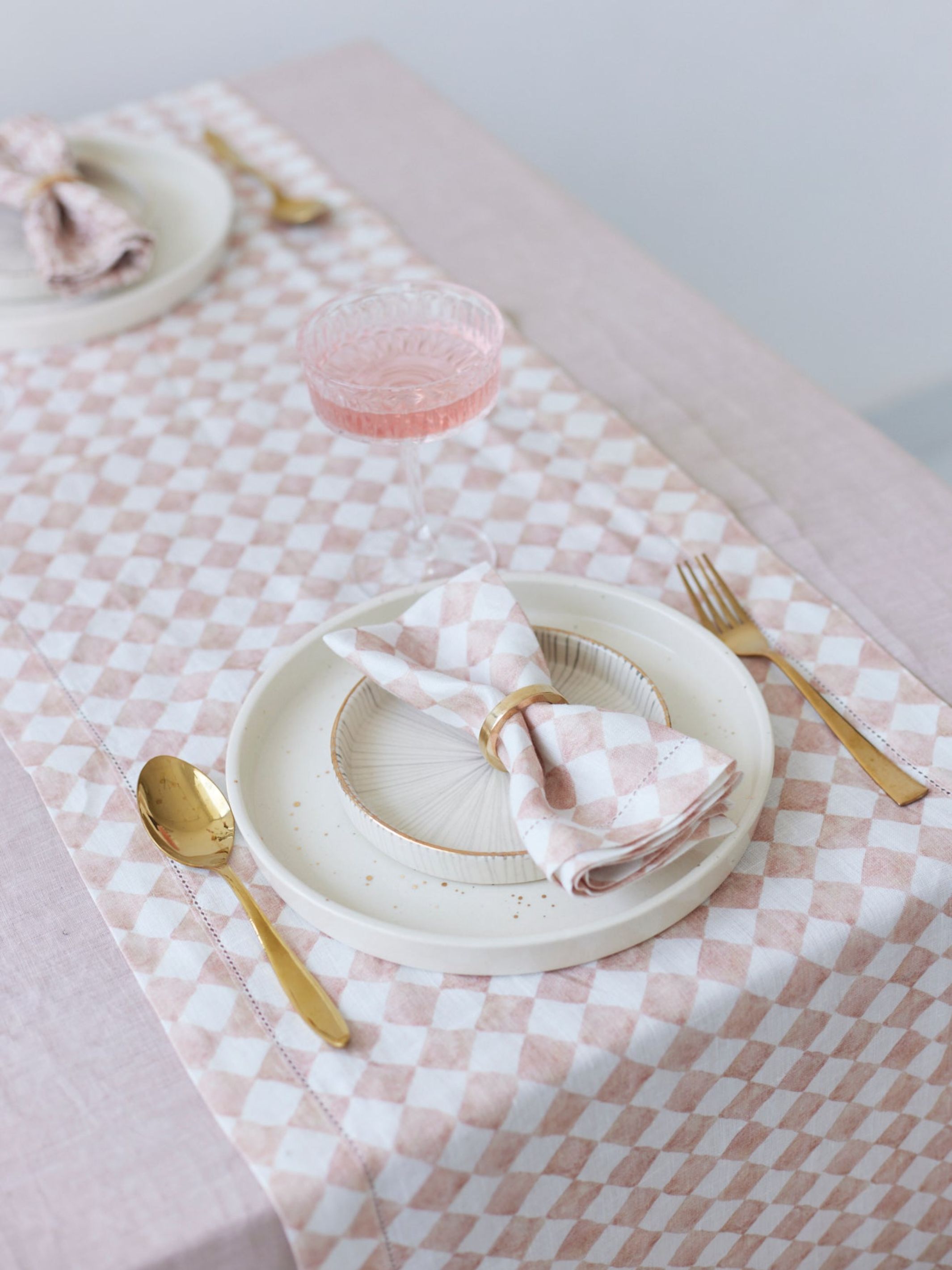 Table Napkin - Checker Blush