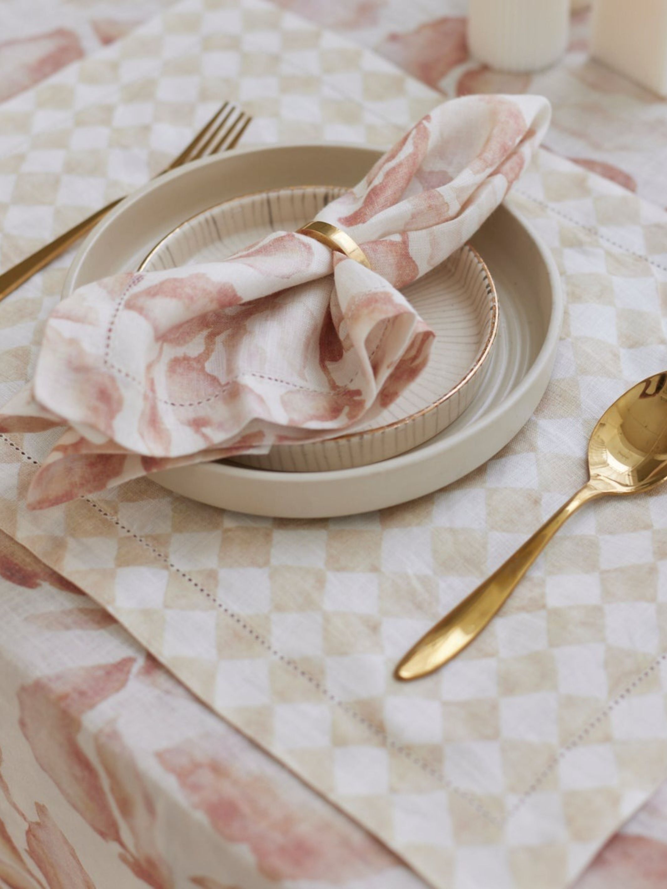 Table Mat - Checker Beige