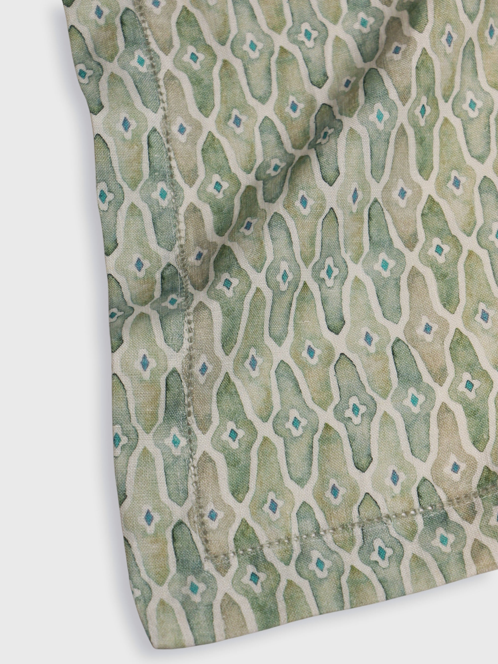 Mosaic Sage Linen Table Cover