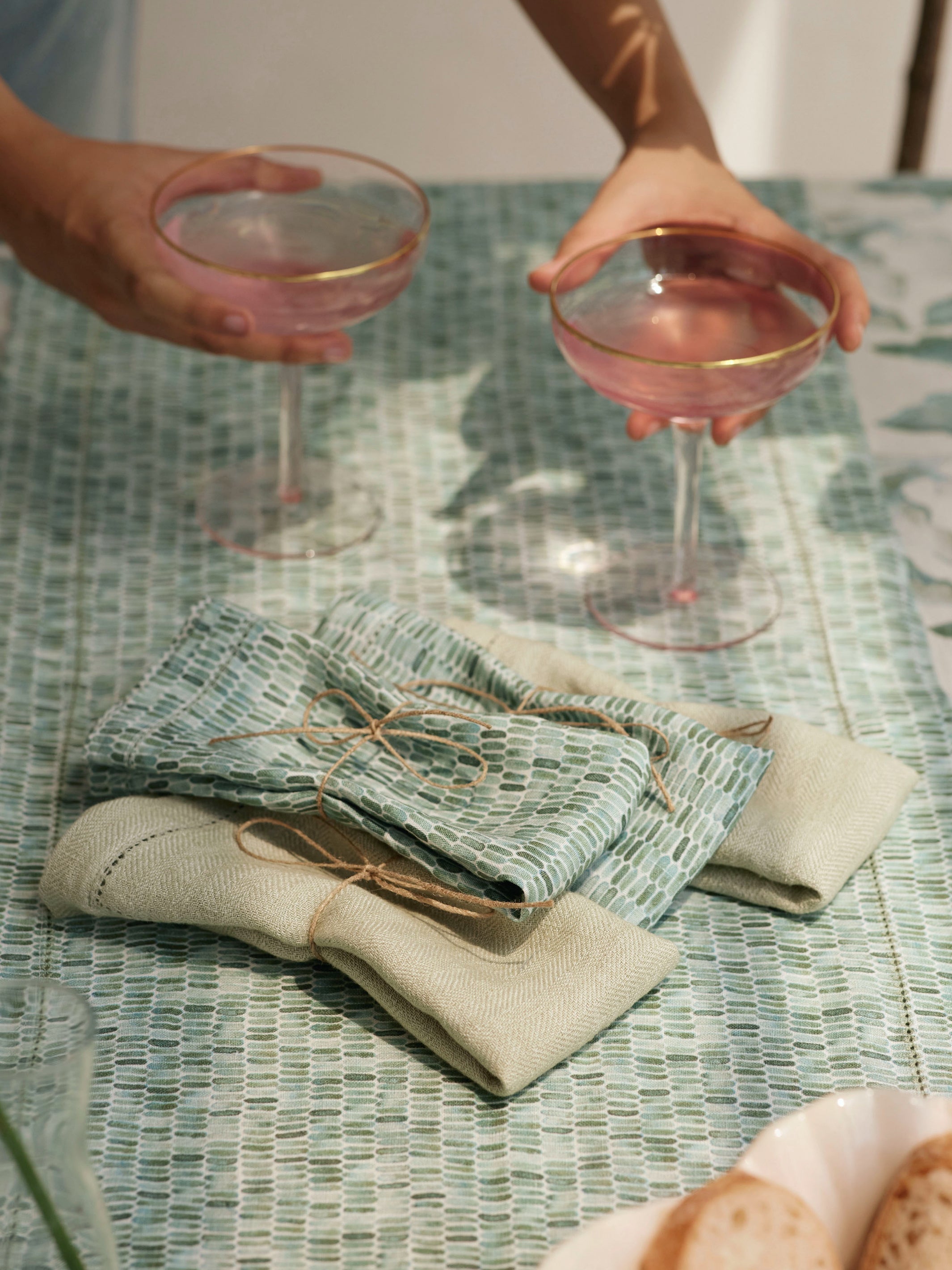 Speckle Teal Linen Table Napkins Set of 2