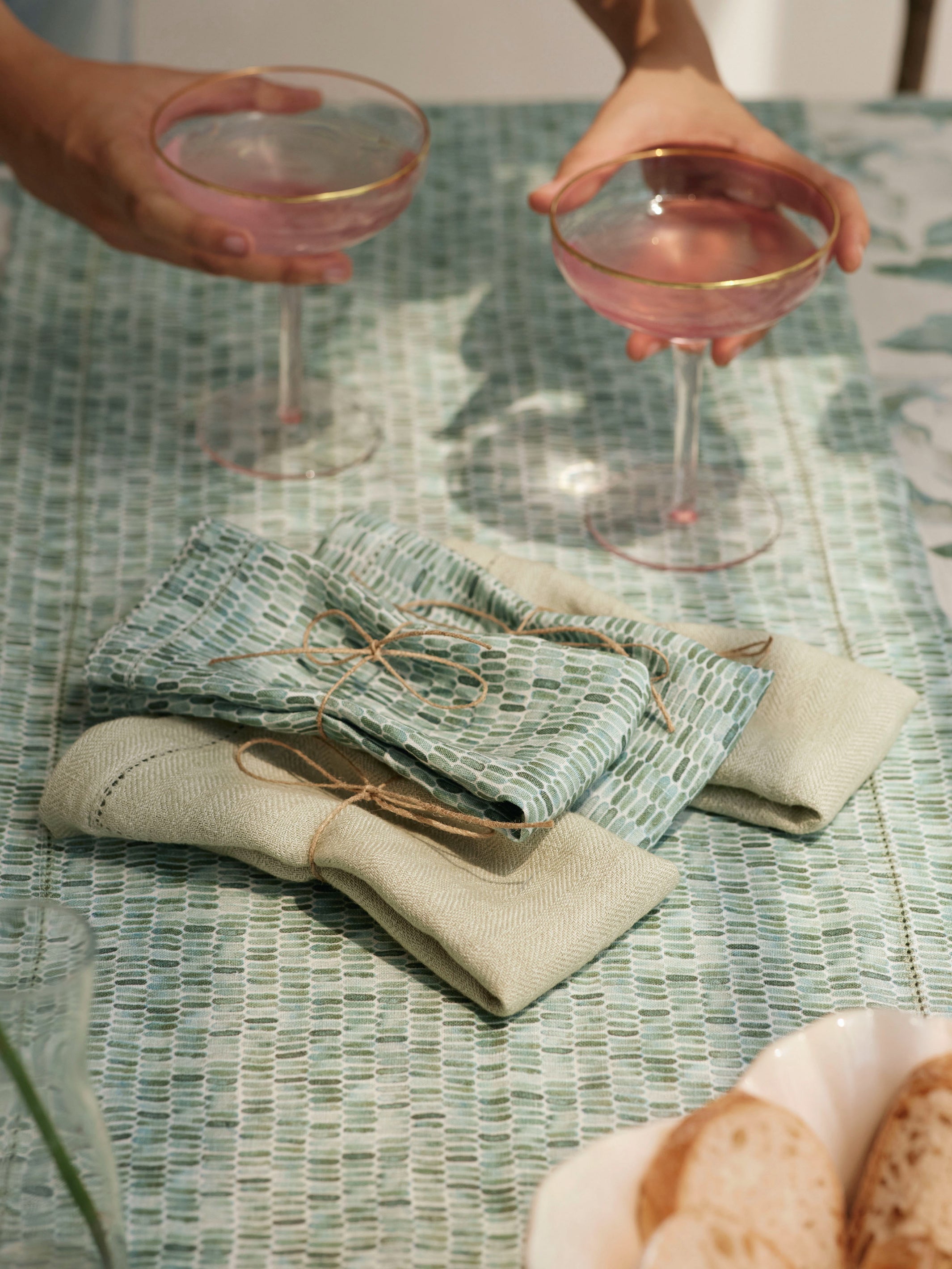 Herringbone Linen Table Napkins Set of 2