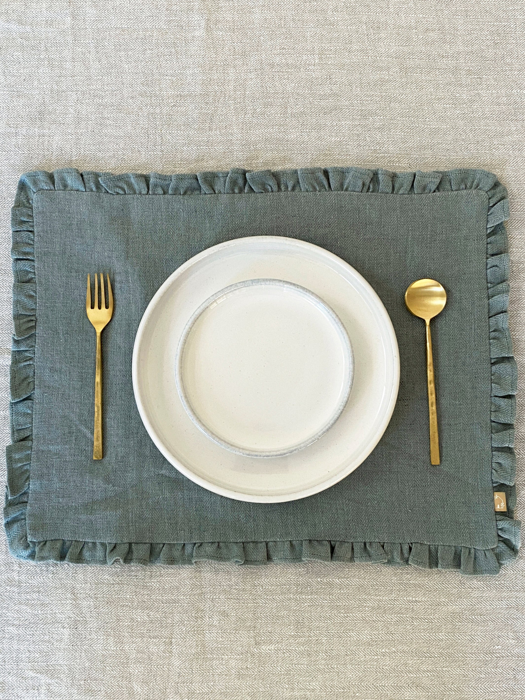 Herringbone Ruffle Table Mat Set of 2