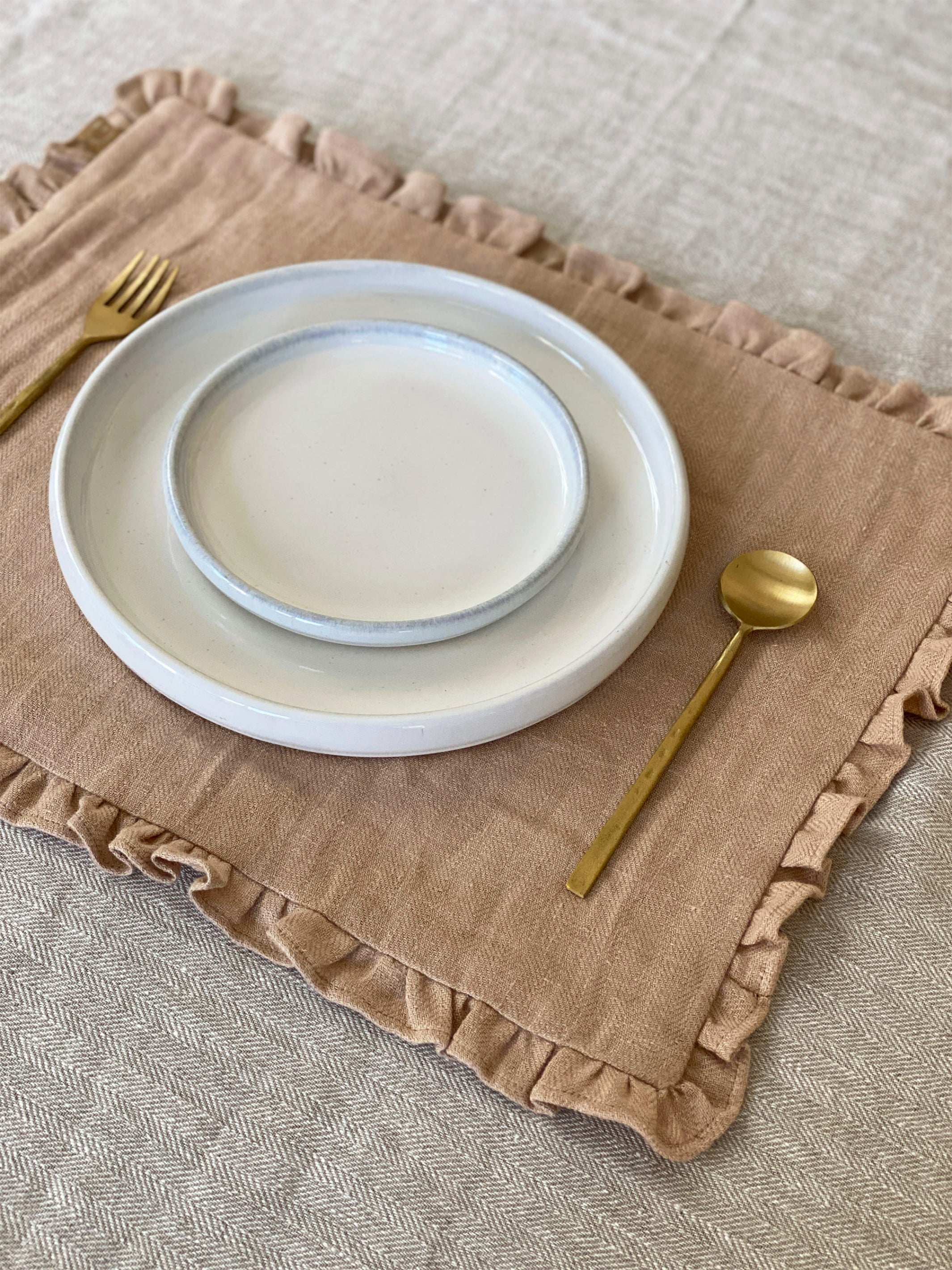 Herringbone Ruffle Table Mat Set of 2