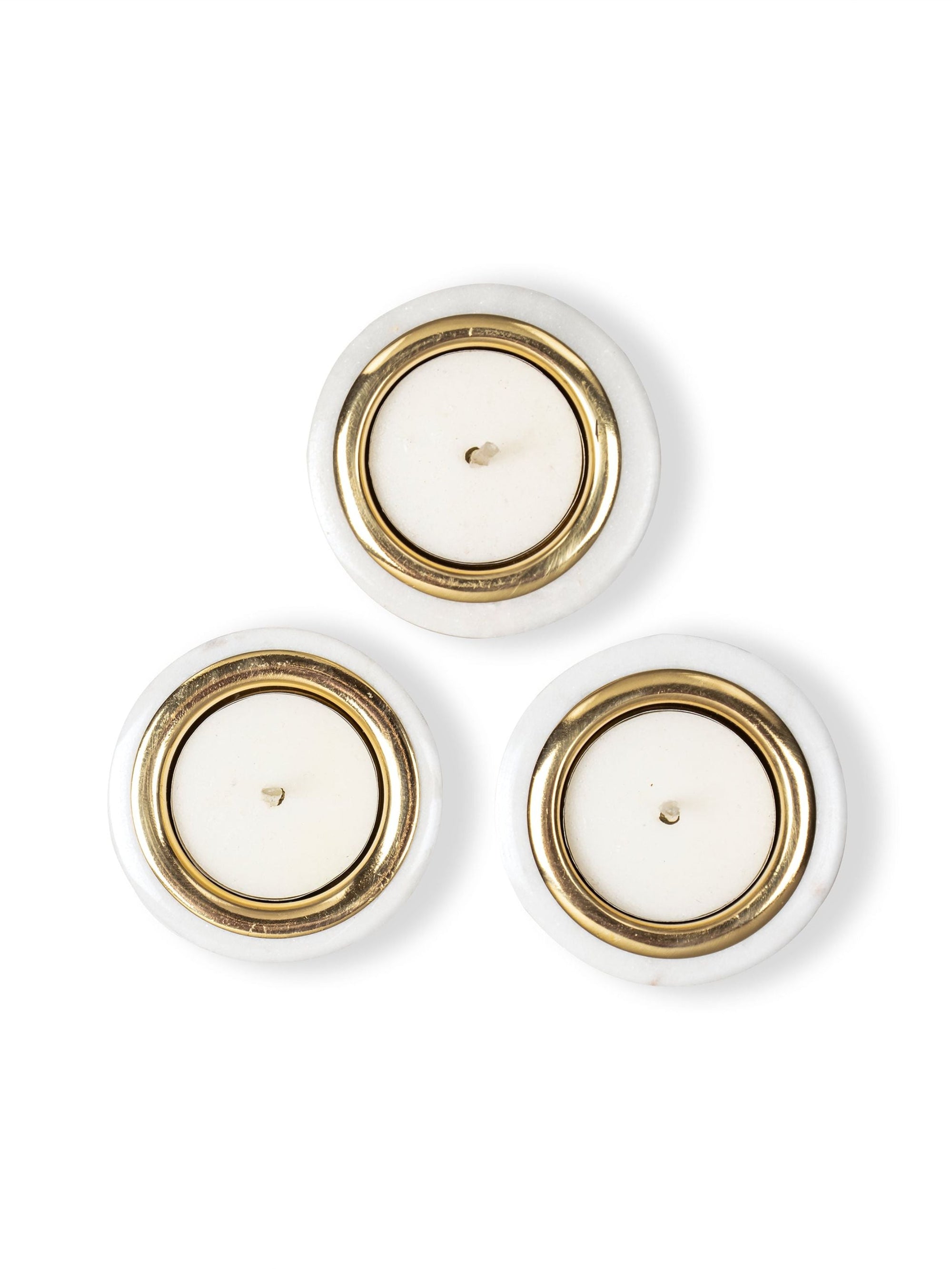 Tea Light Candle Holder - Tealight Pillars - Marble & Brass