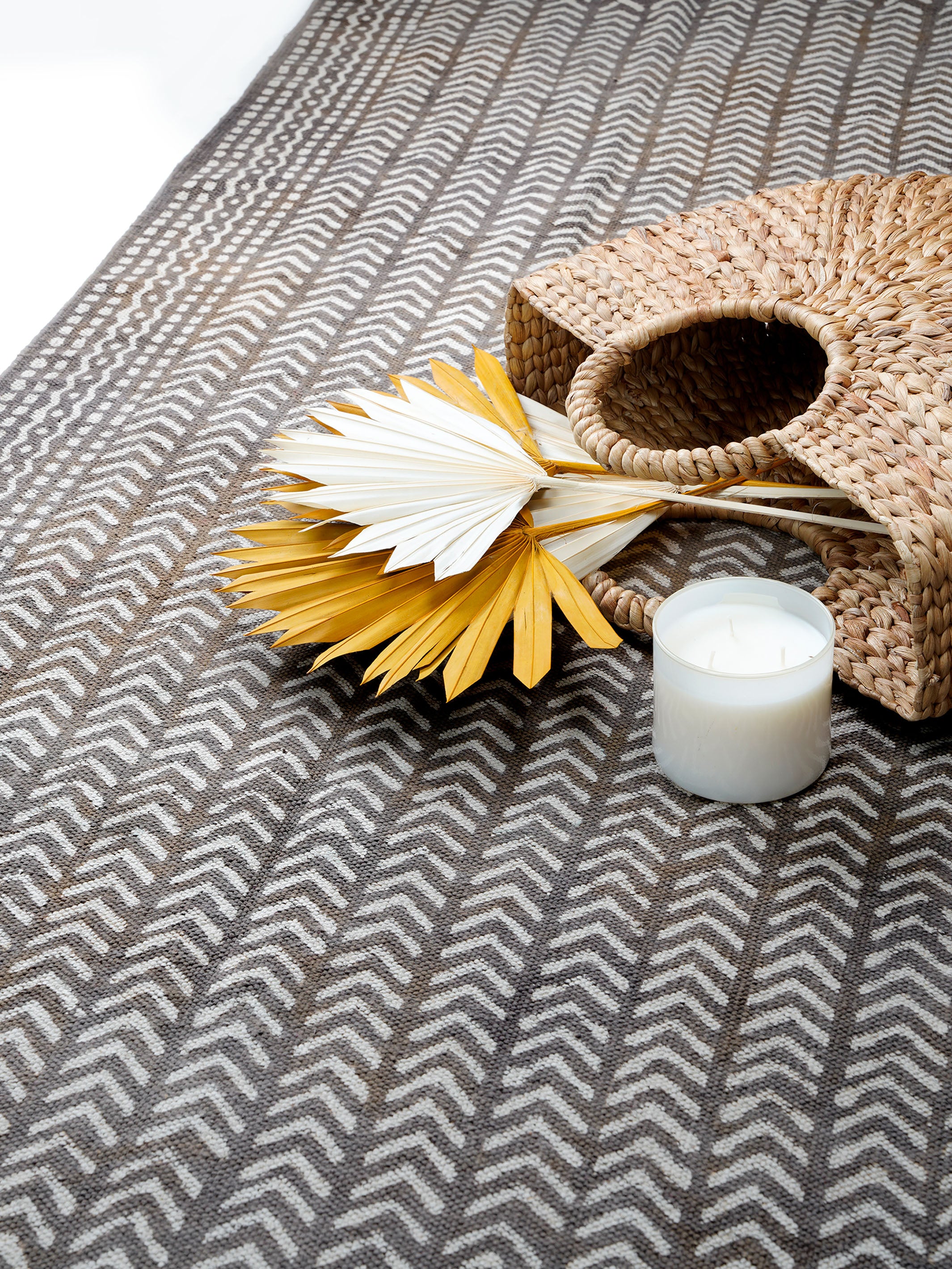 Indoor Chevron Block Print Rug