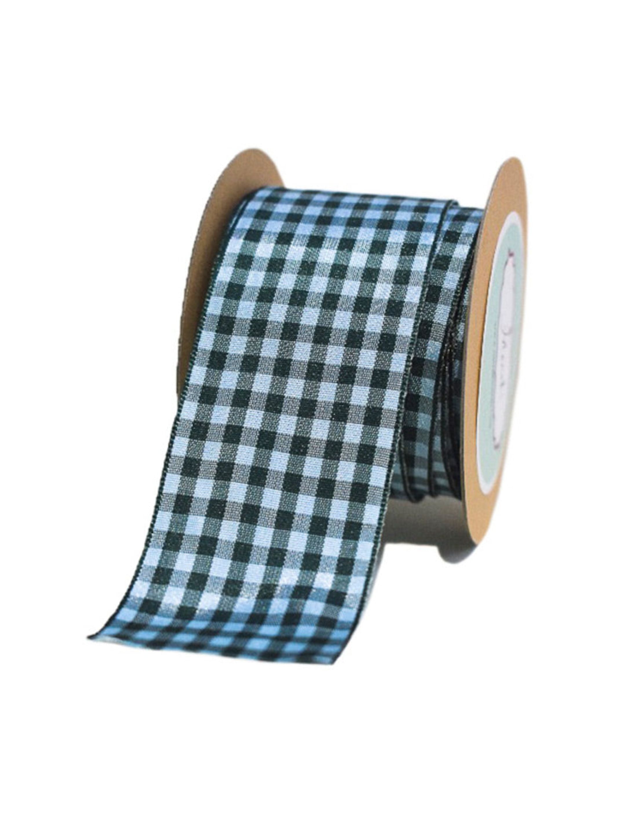 Black And Light Blue Checks Ribbon