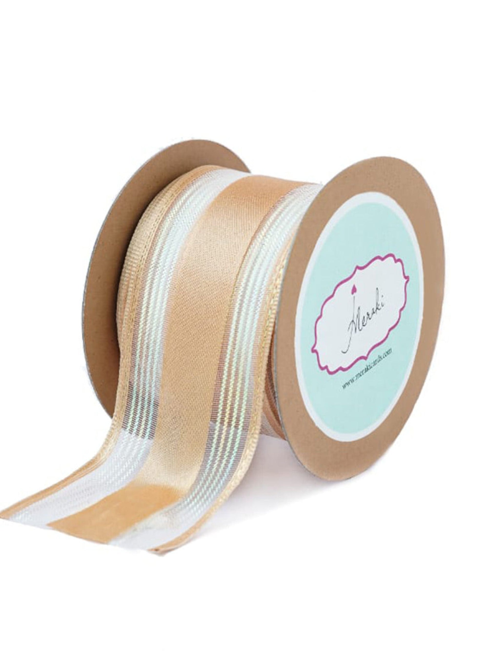 White Sheer With Gold Centre Ribbon