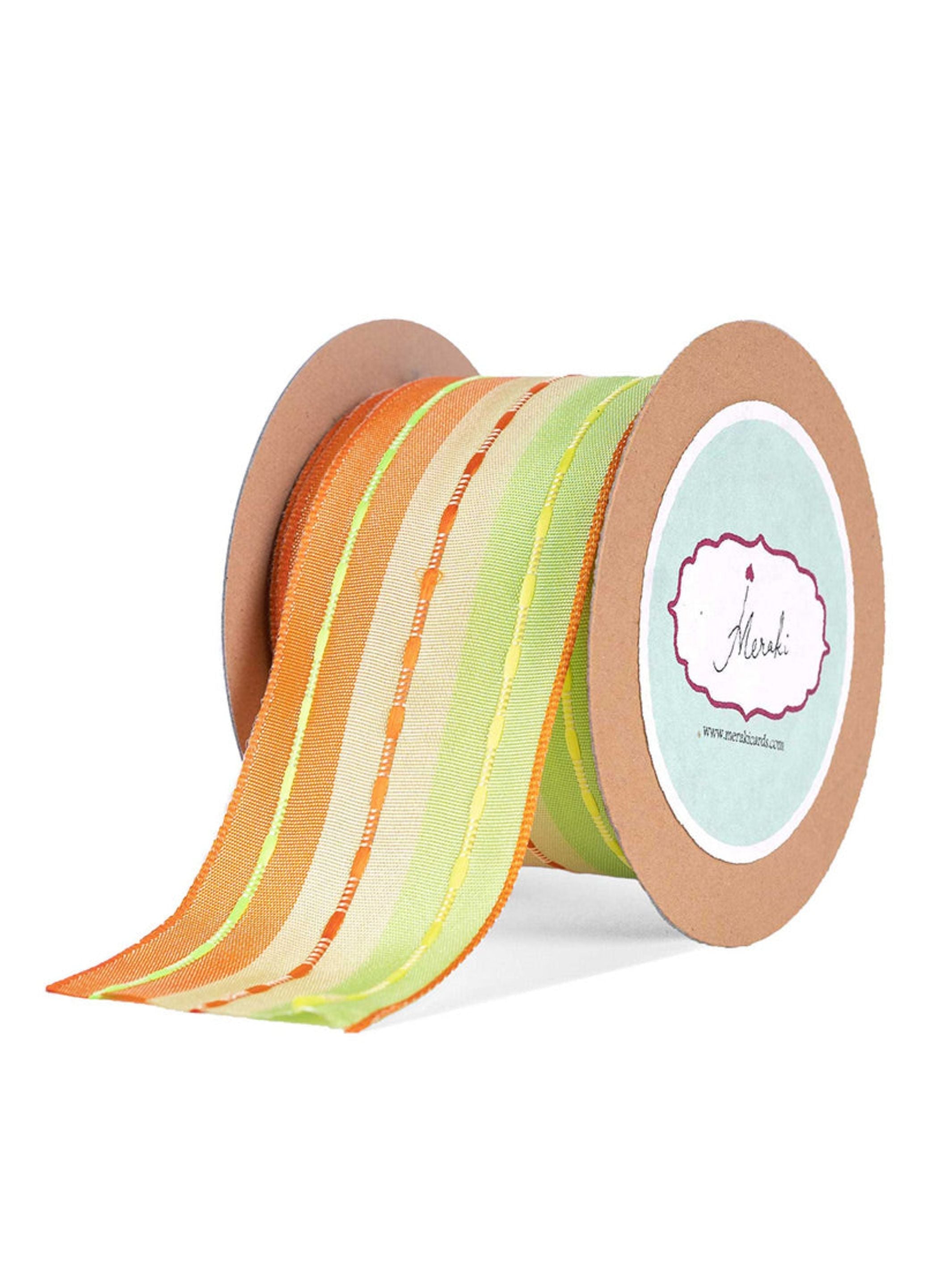 Orange, Yellow & Green Tafetta Ribbon