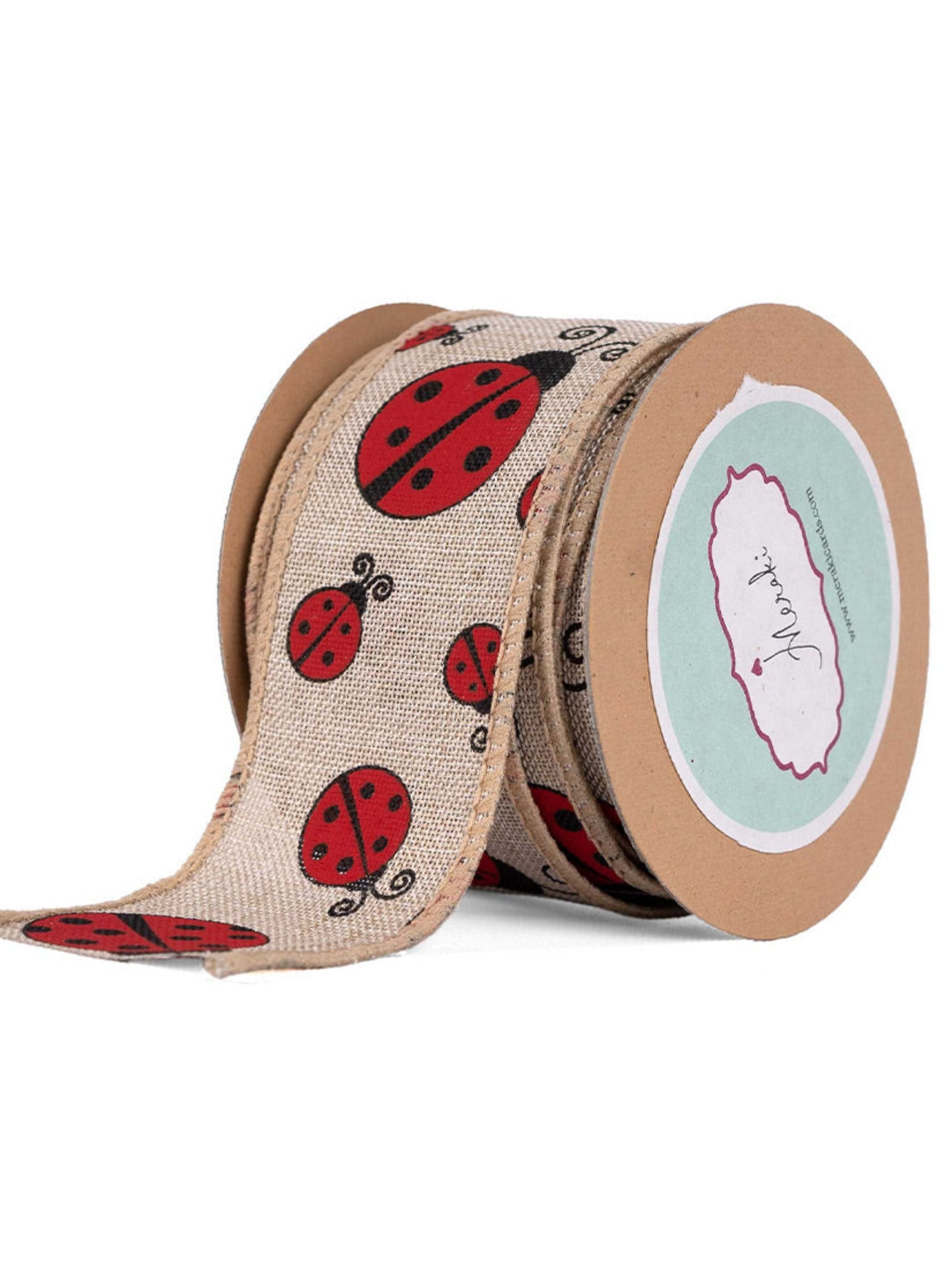 Faux Jute Ladybug Ribbon