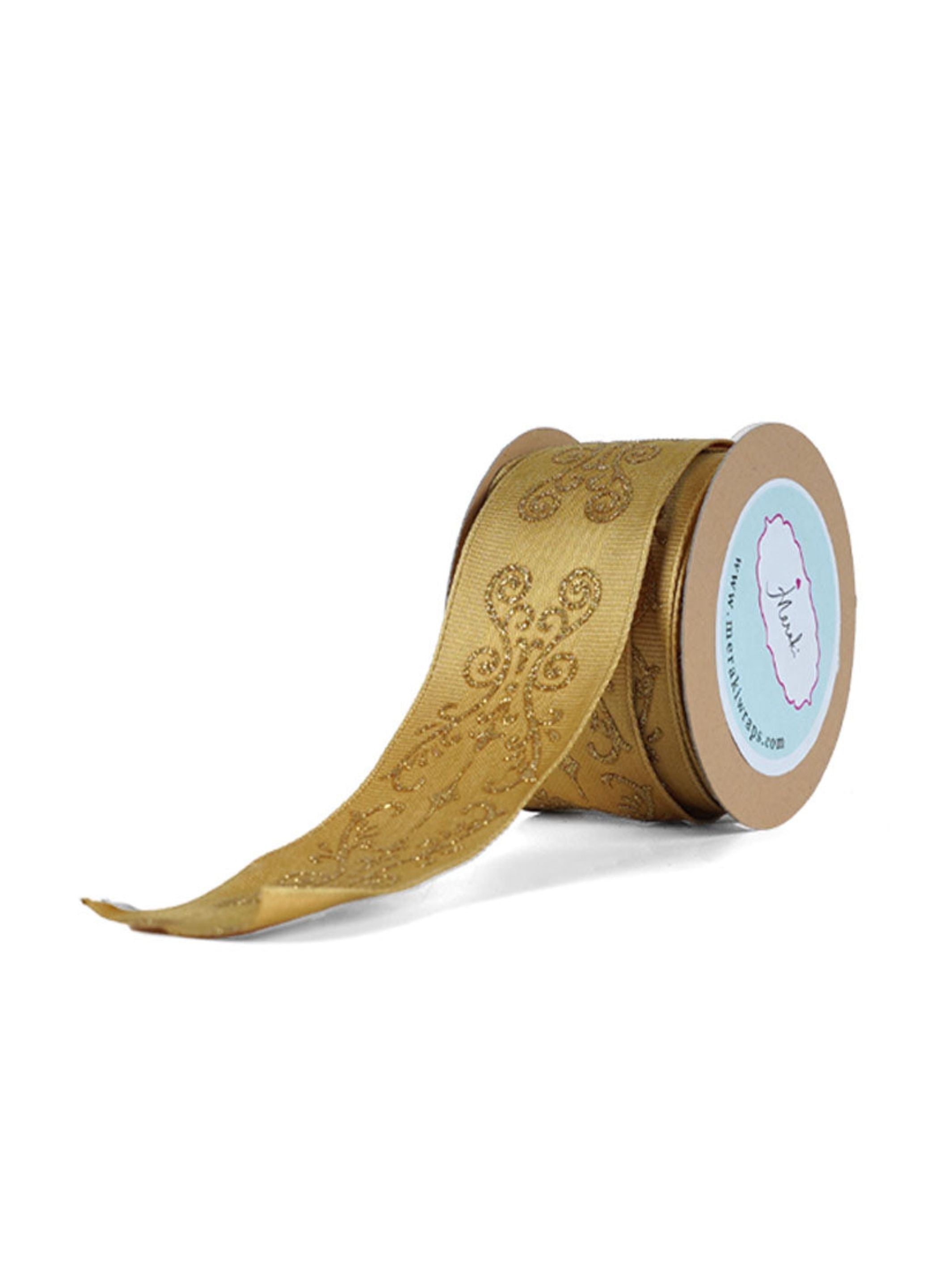Gold Glitter Swirls Ribbon