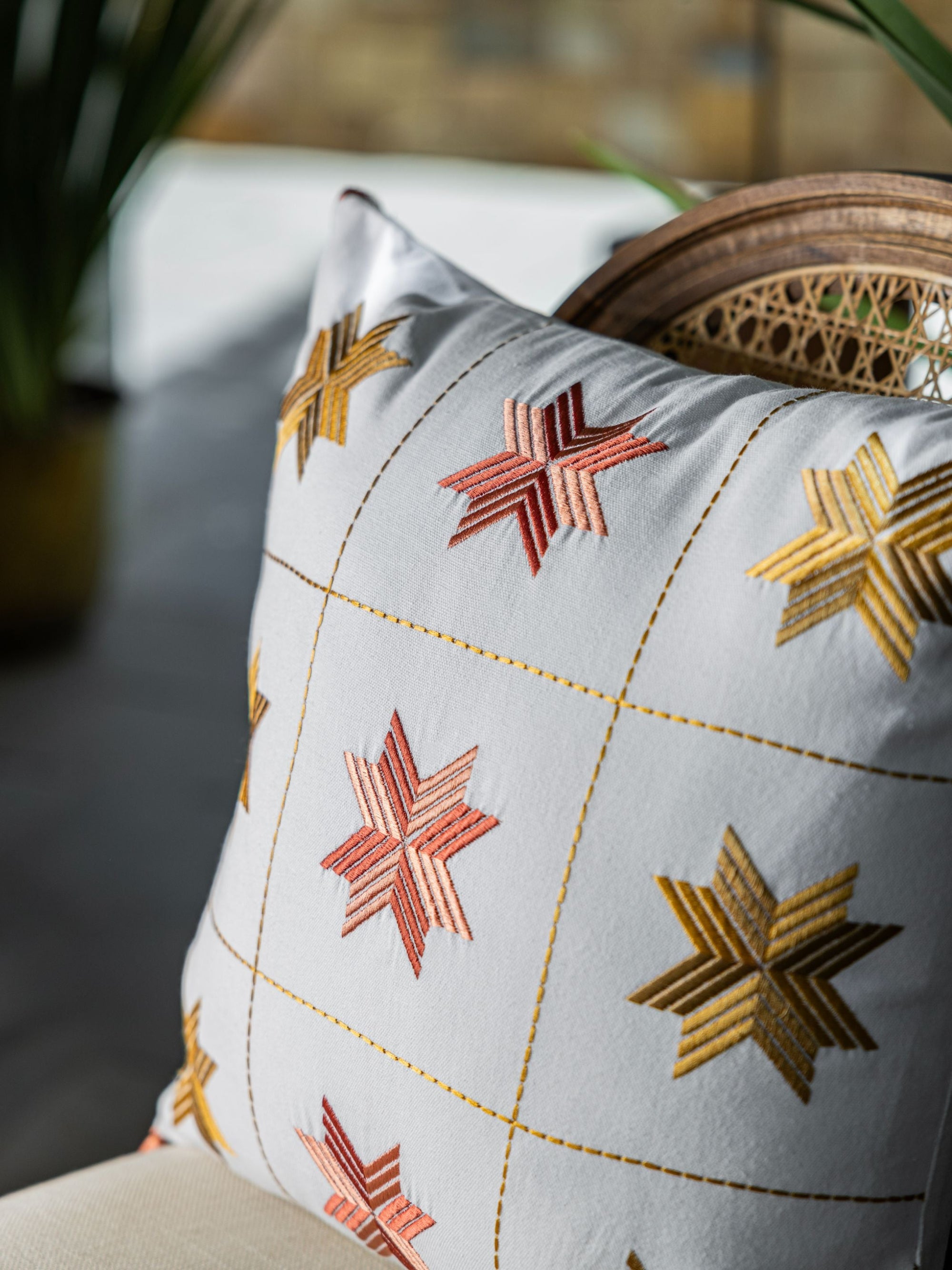 Cushion Cover - Aakash Burst Citrus Embroidered