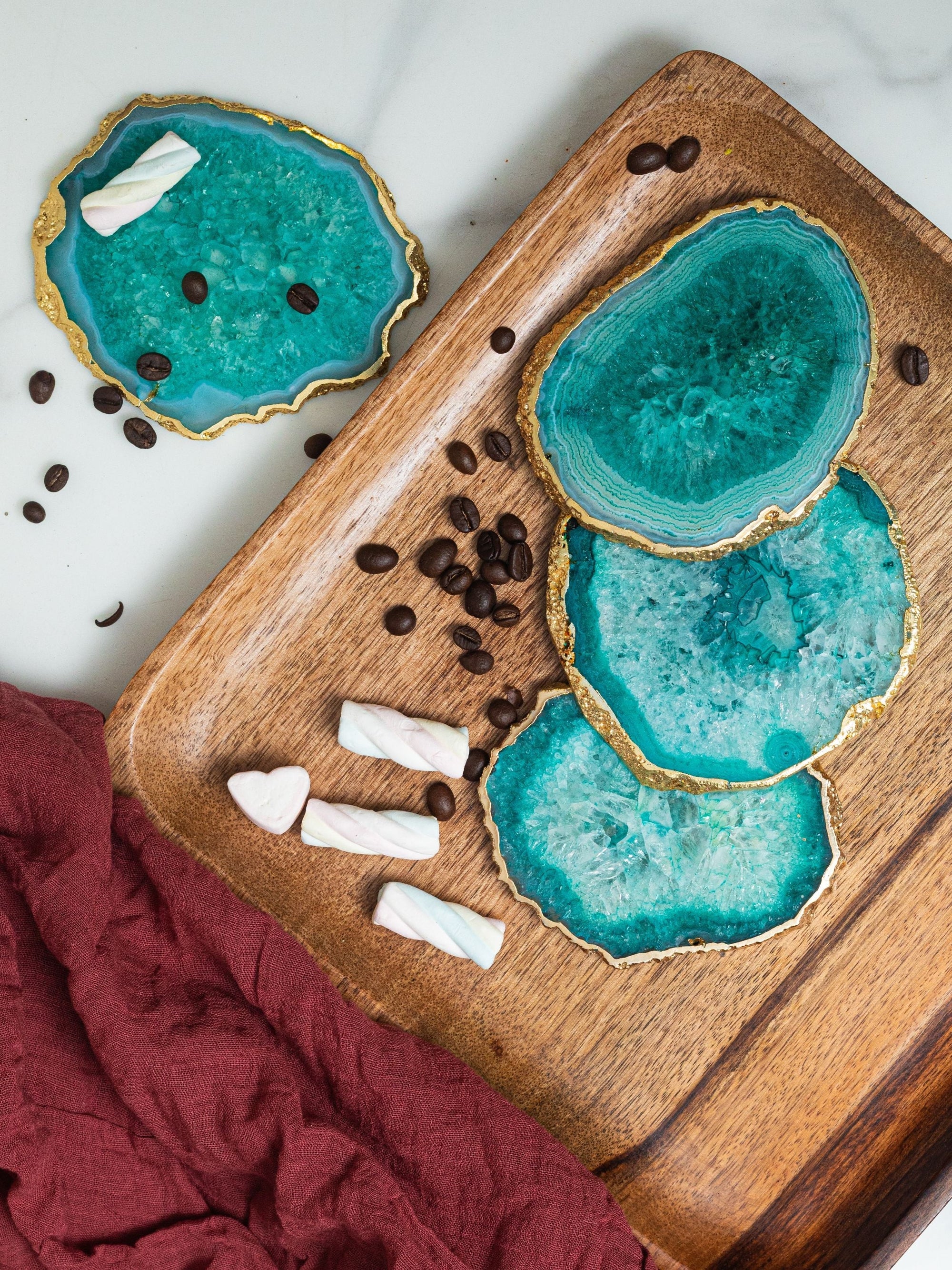 Agate Coasters Green Set of 4