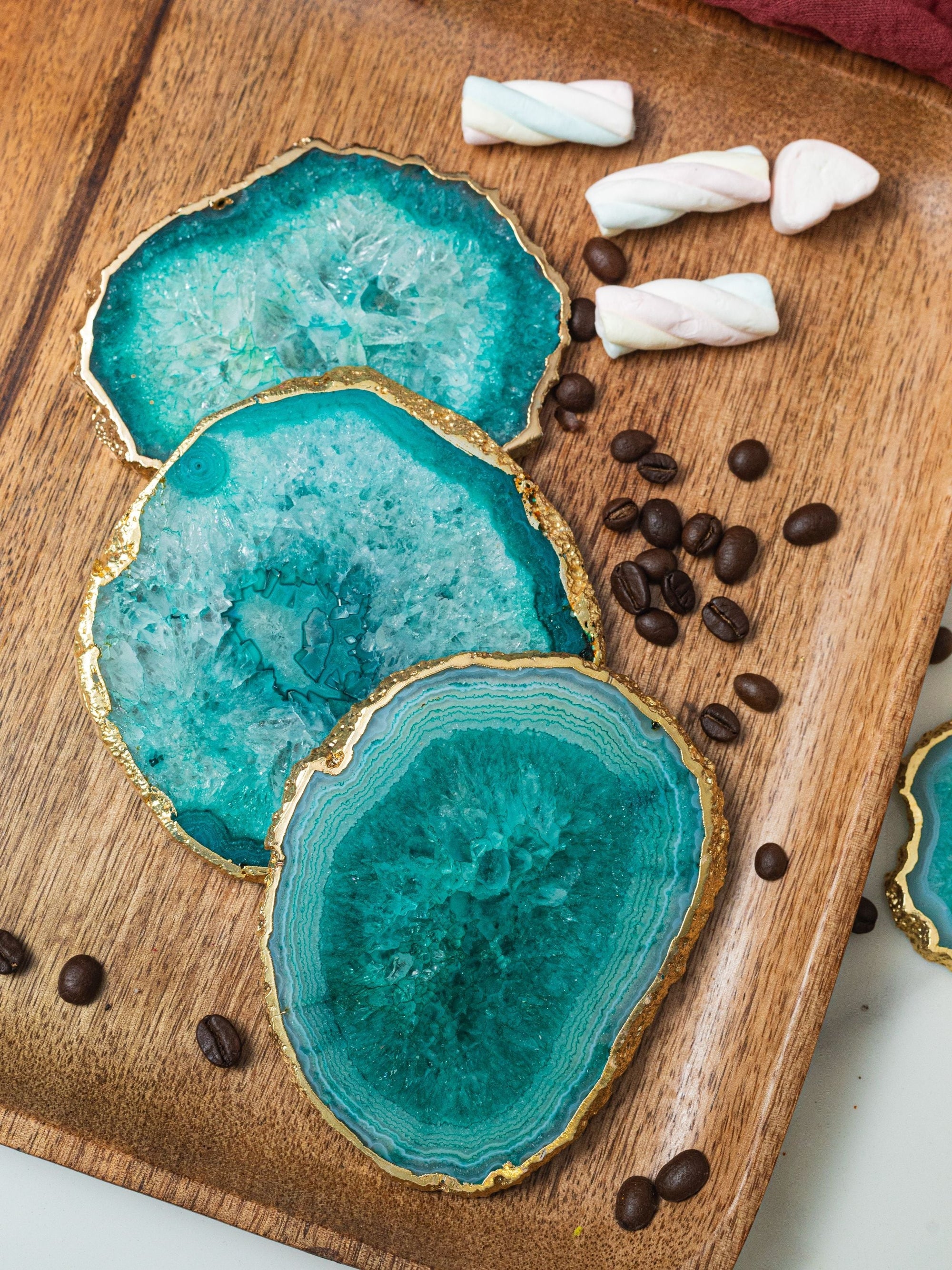 Agate Coasters Green Set of 4