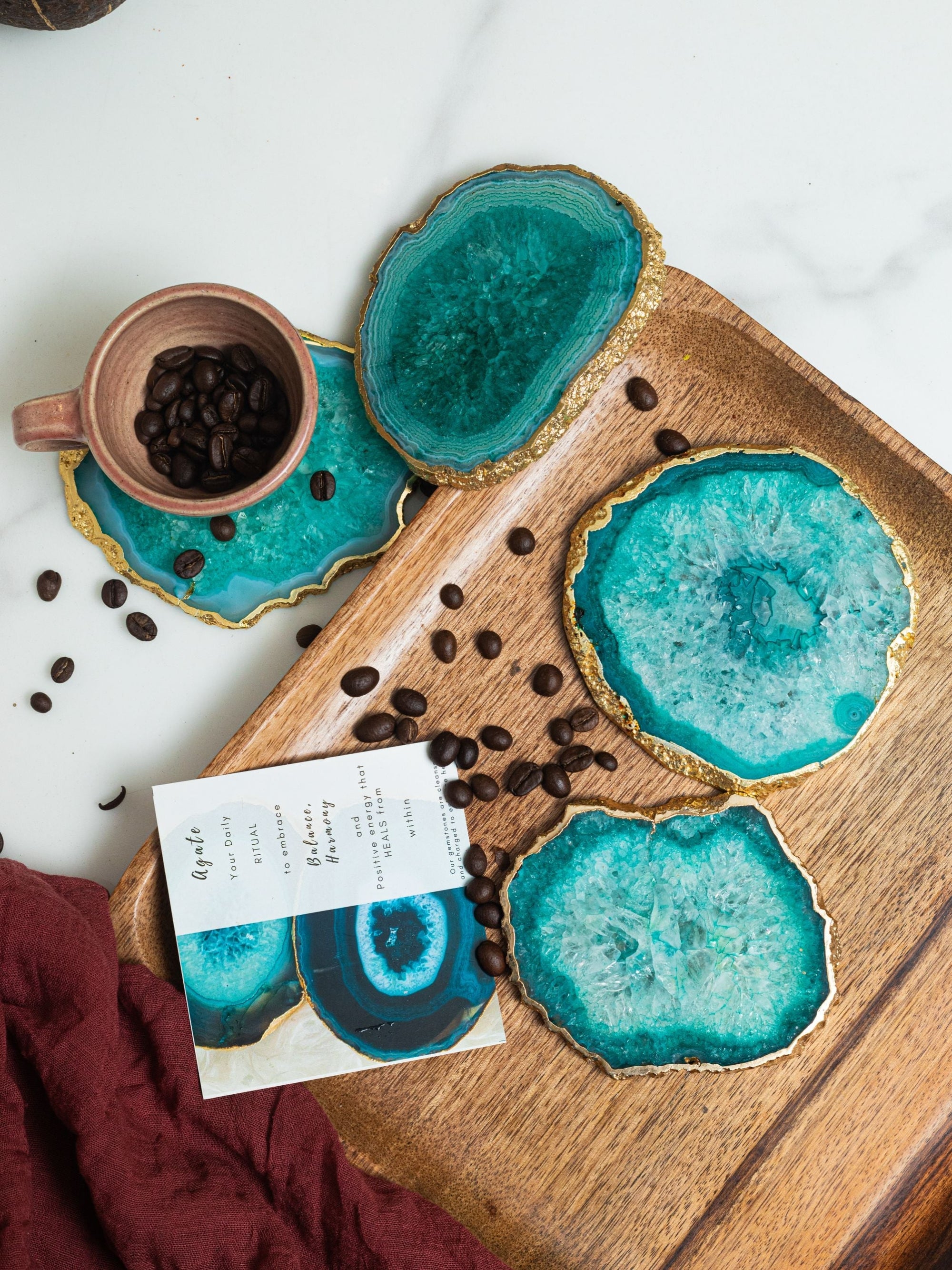 Agate Coasters Green Set of 4