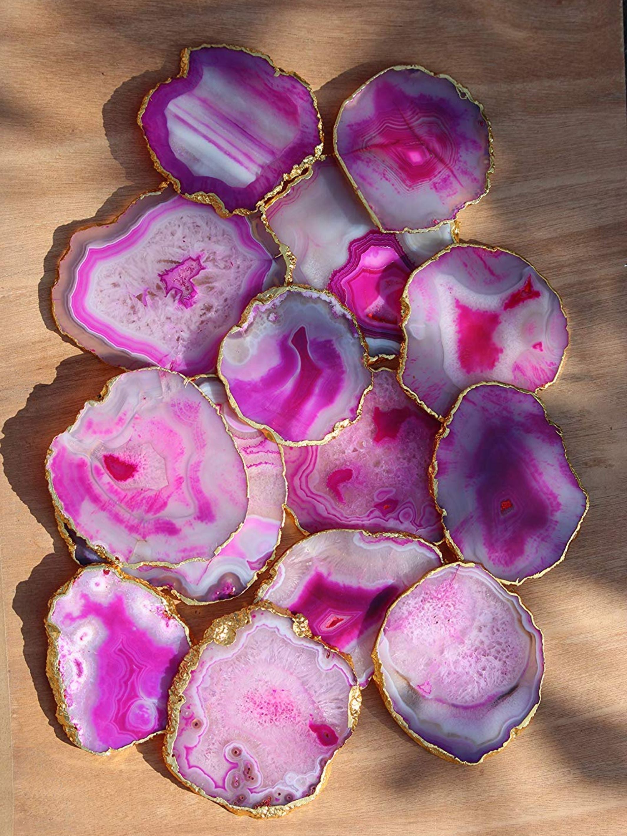 Agate Coasters Pink Set of 4
