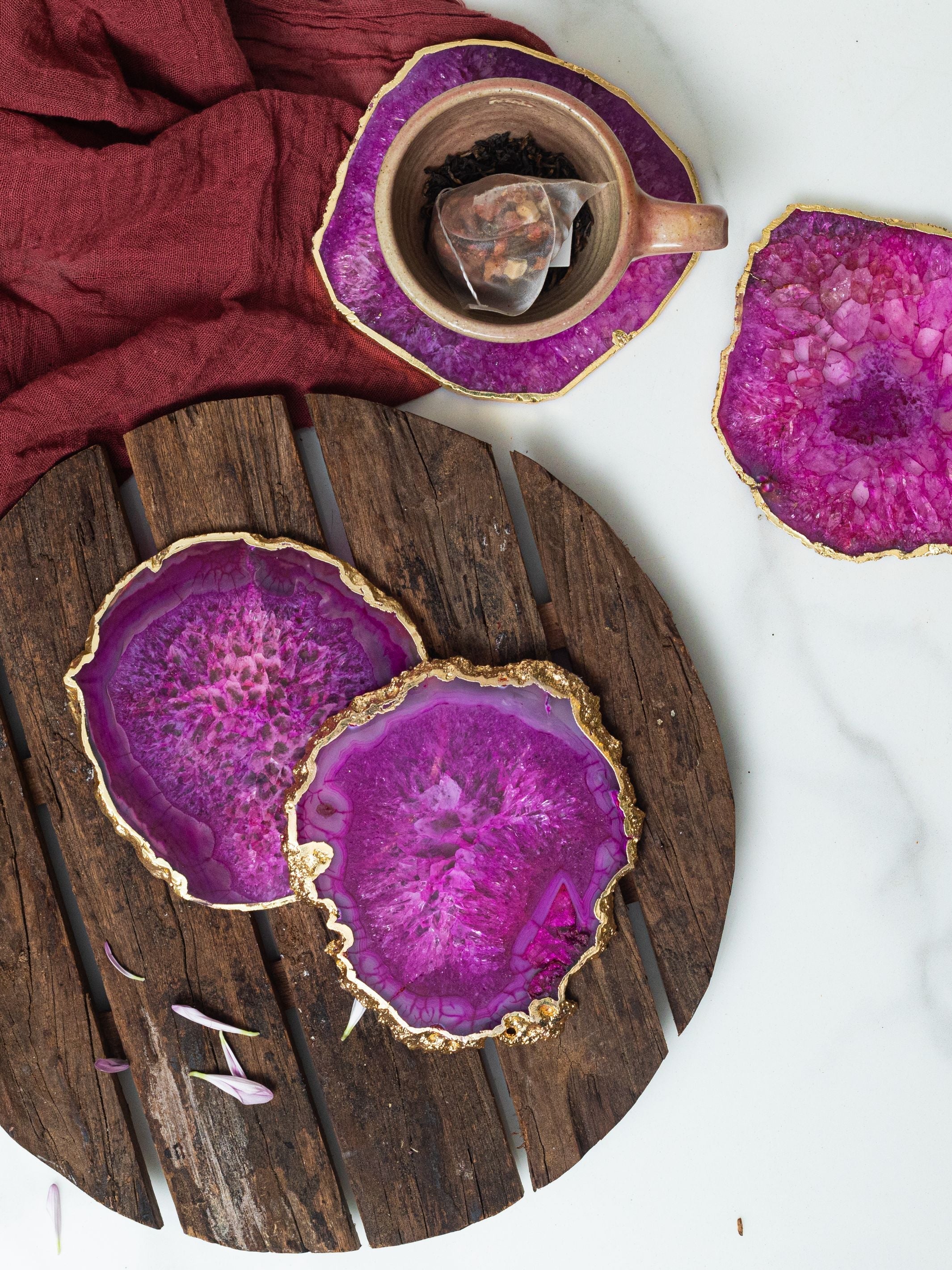 Agate Coasters Pink Set of 4