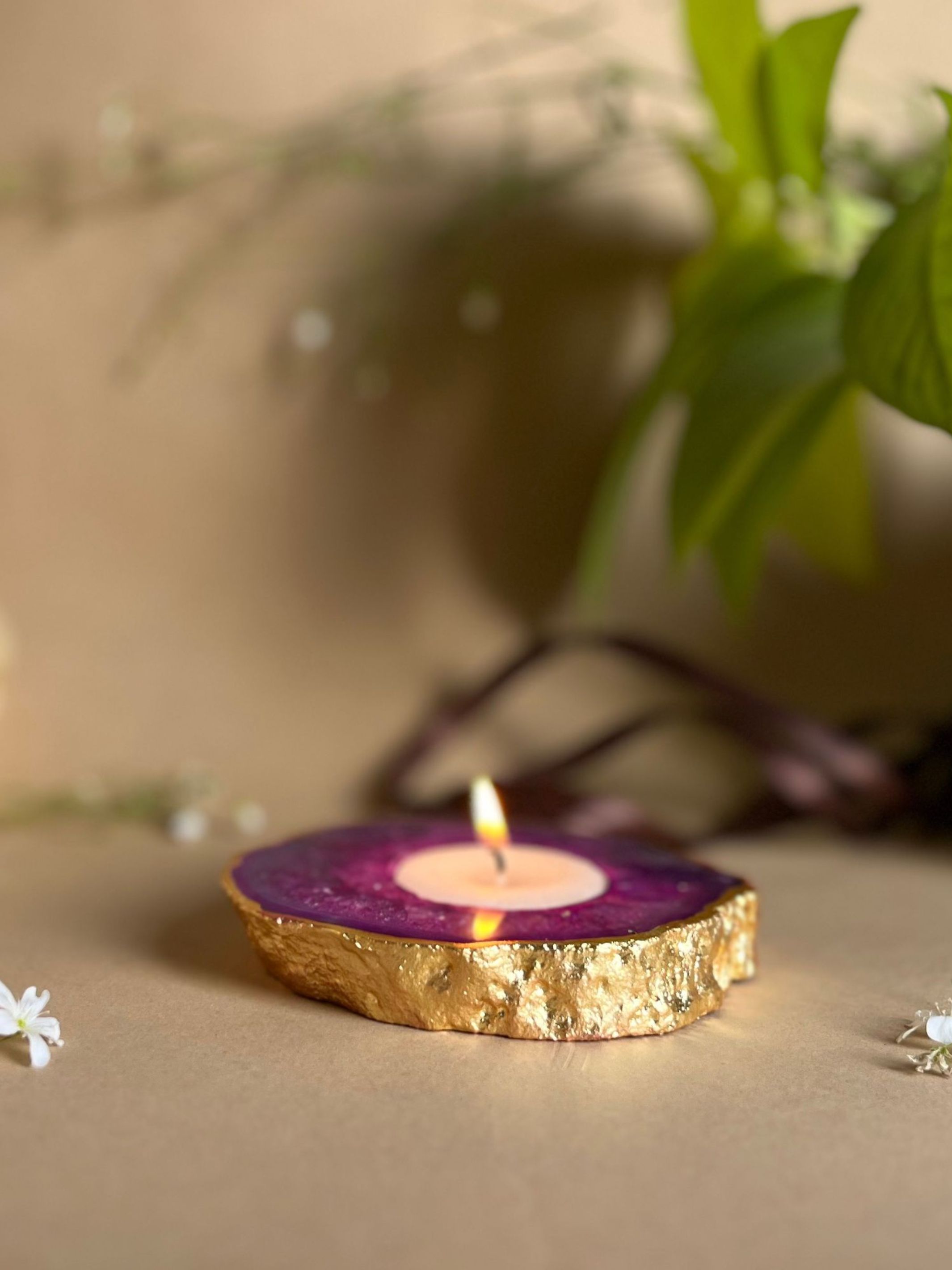 Tea Light Holder - Agate Pink