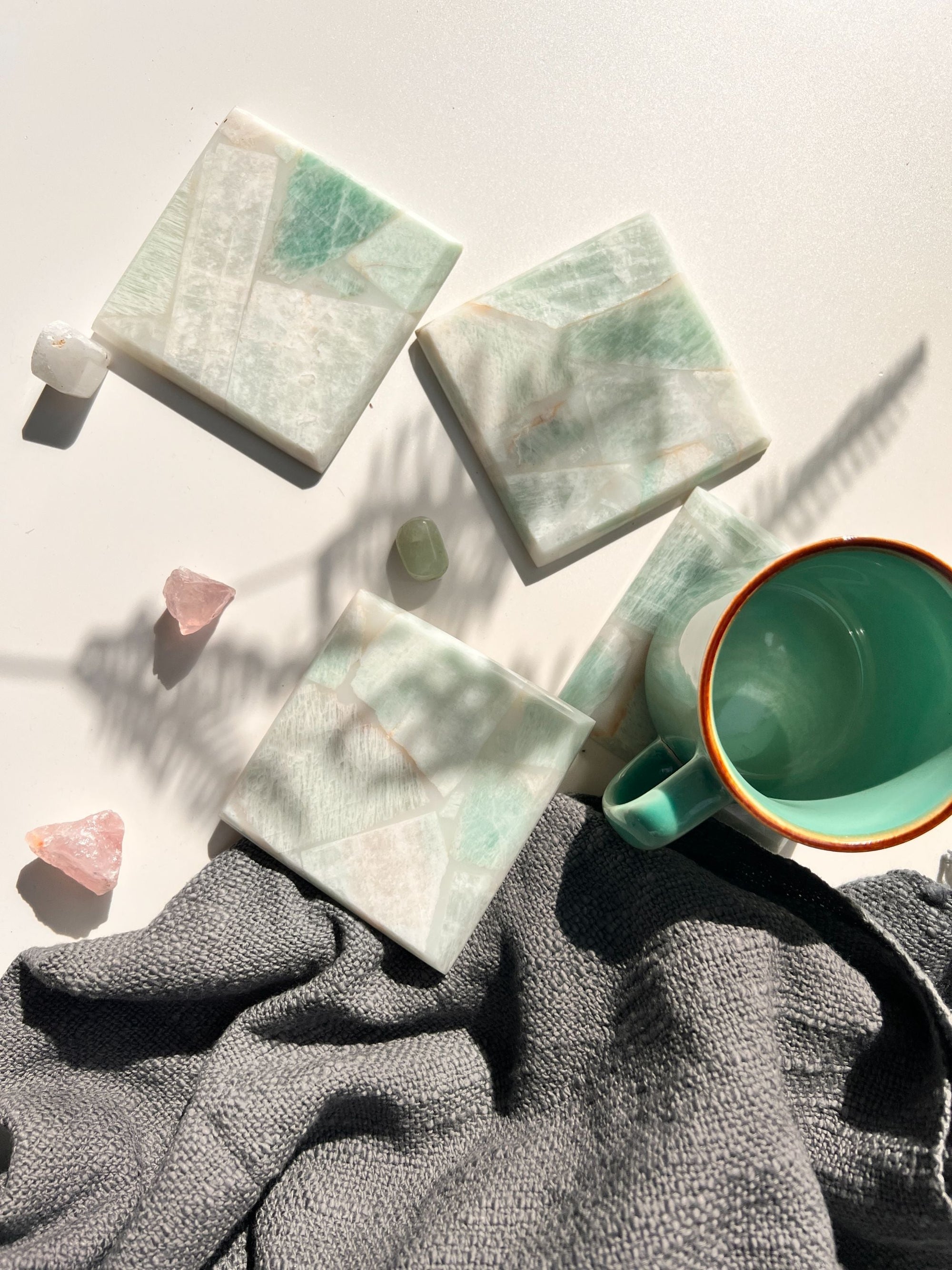Amazonite Square Coaster Set of 4