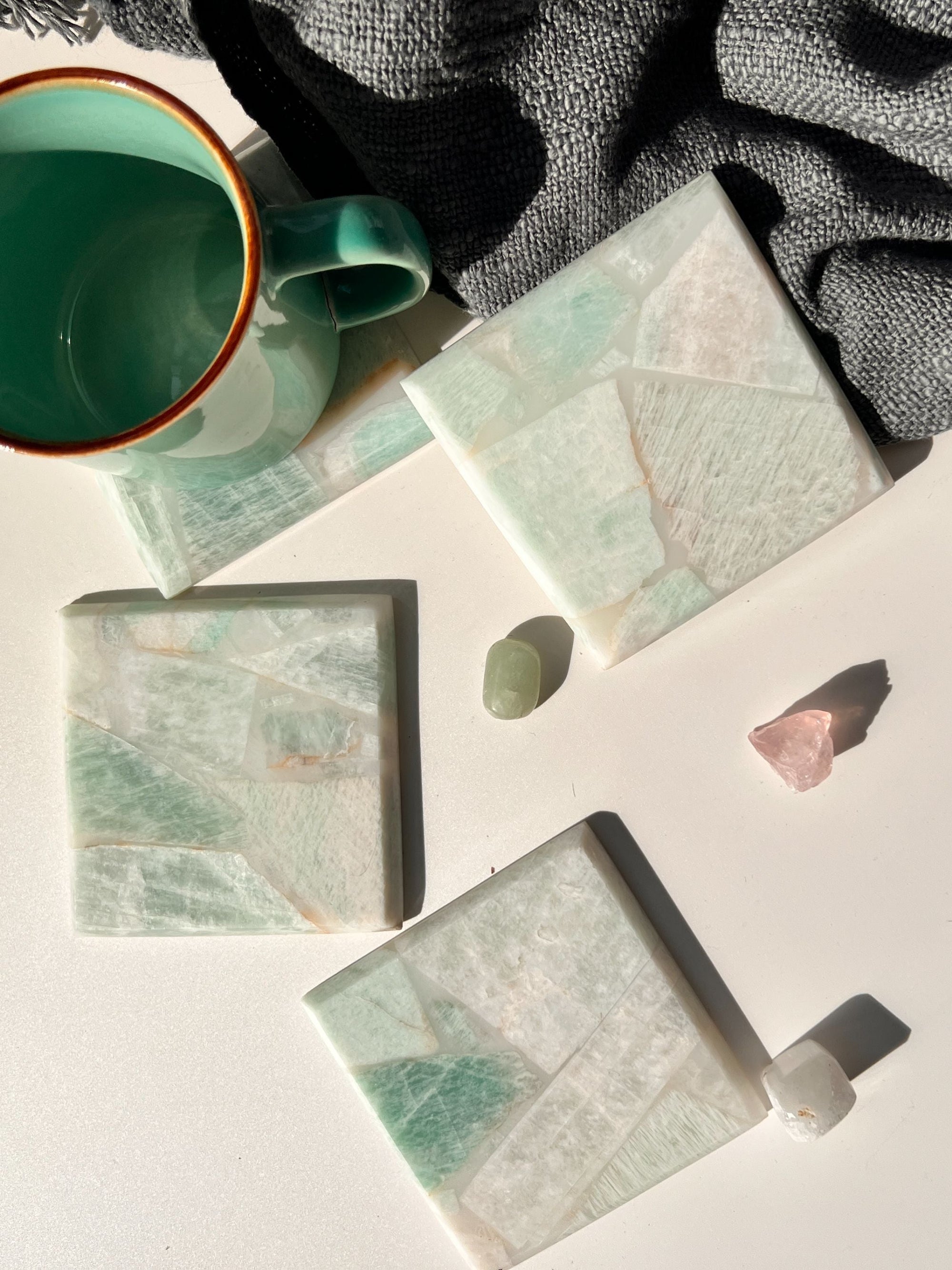 Amazonite Square Coaster Set of 4