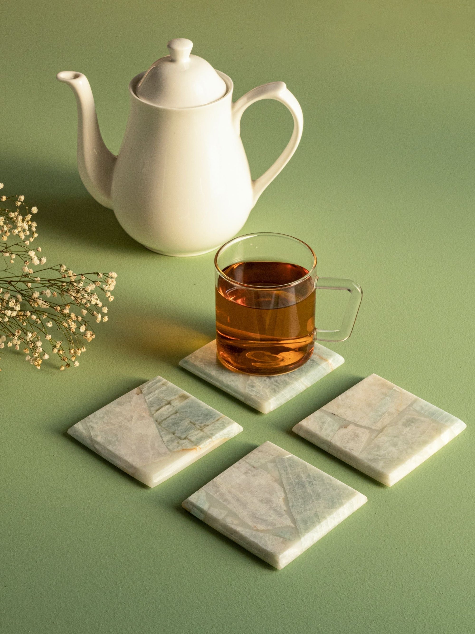 Amazonite Square Coaster Set of 4