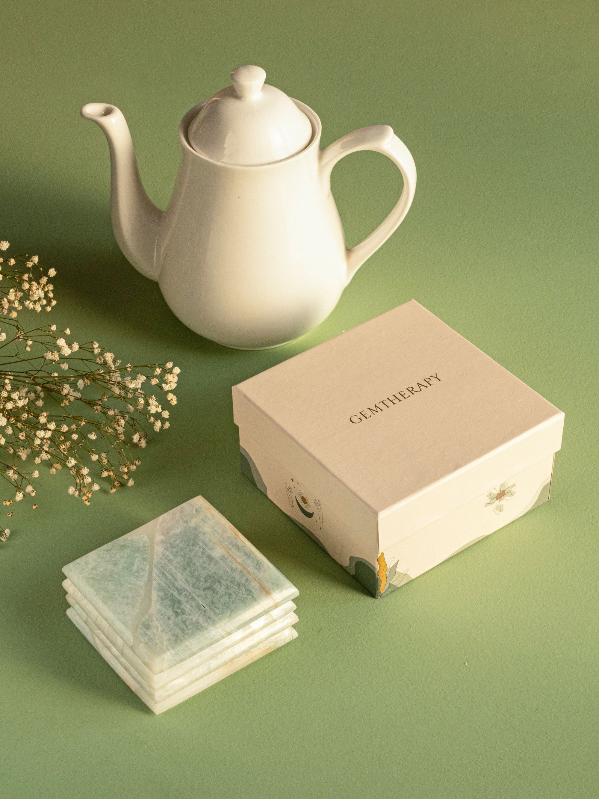 Amazonite Square Coaster Set of 4