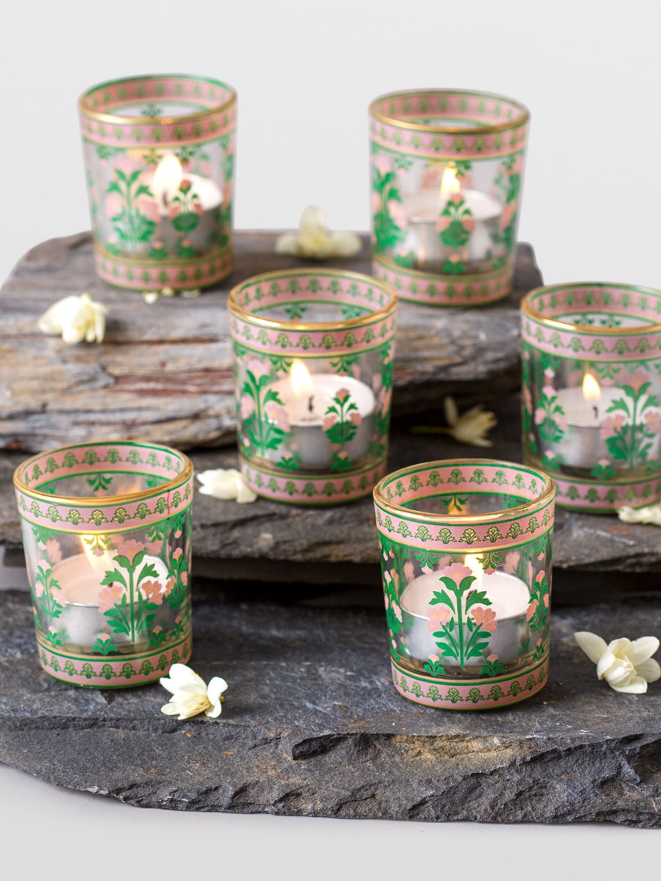 Angoor Bela Forest Glass Votive Set Of 6